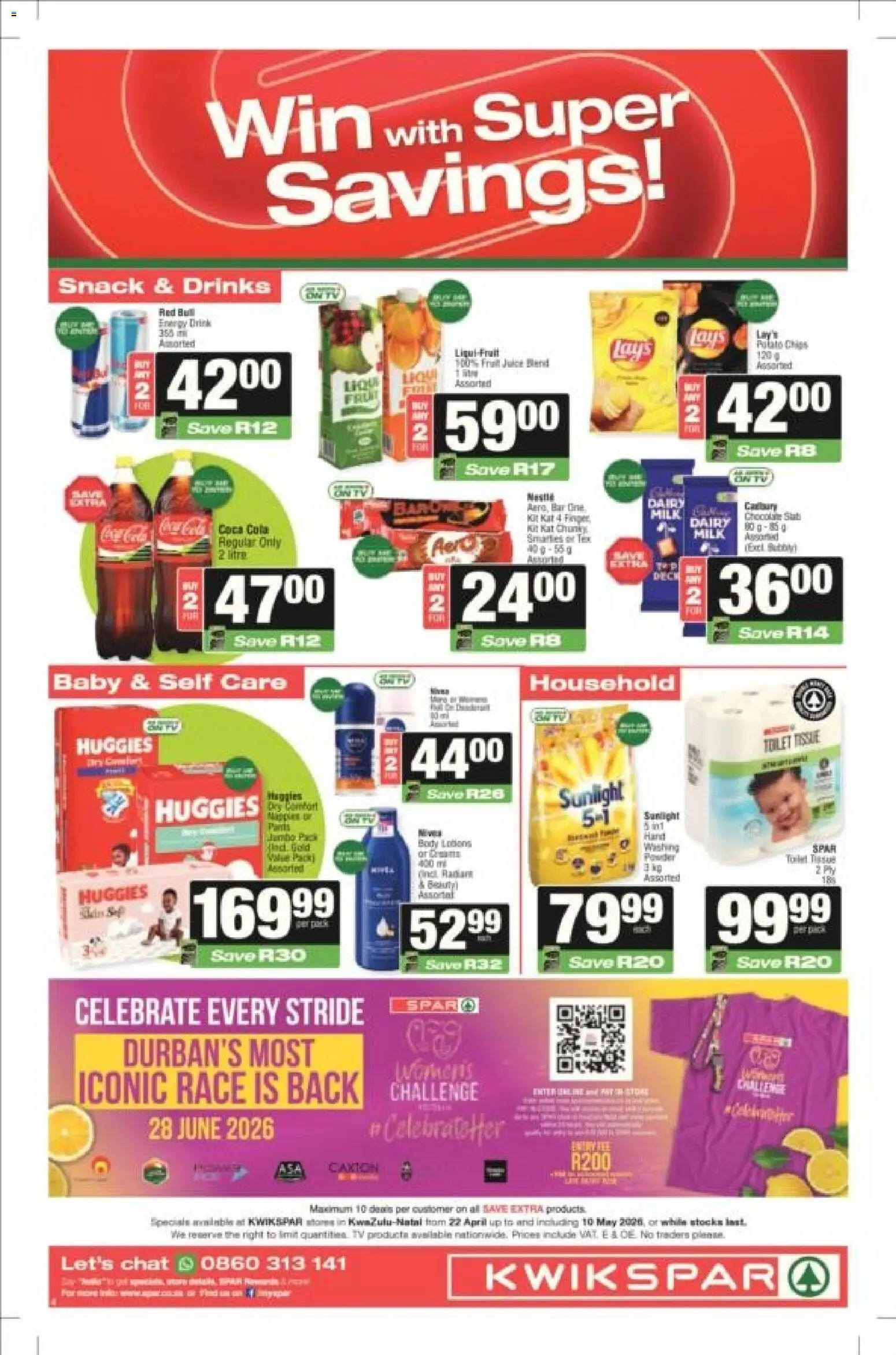 New KWIKSPAR catalogue – valid from 22.04.2026 | Page: 4 | Products: TV, Toilet, Milk, Juice
