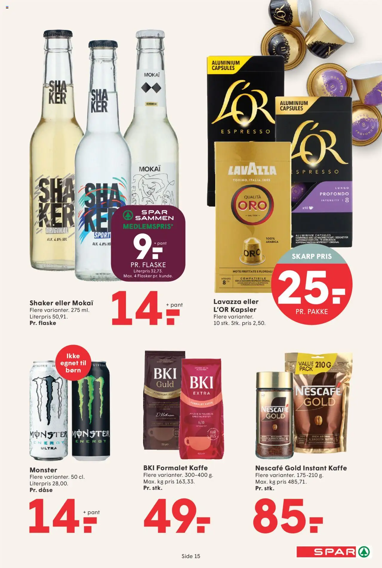 Spar Tilbudsavis gyldig fra 08.08.2025 | Side: 15 | Produkter: Kaffe, Te, Cider, Instant Kaffe