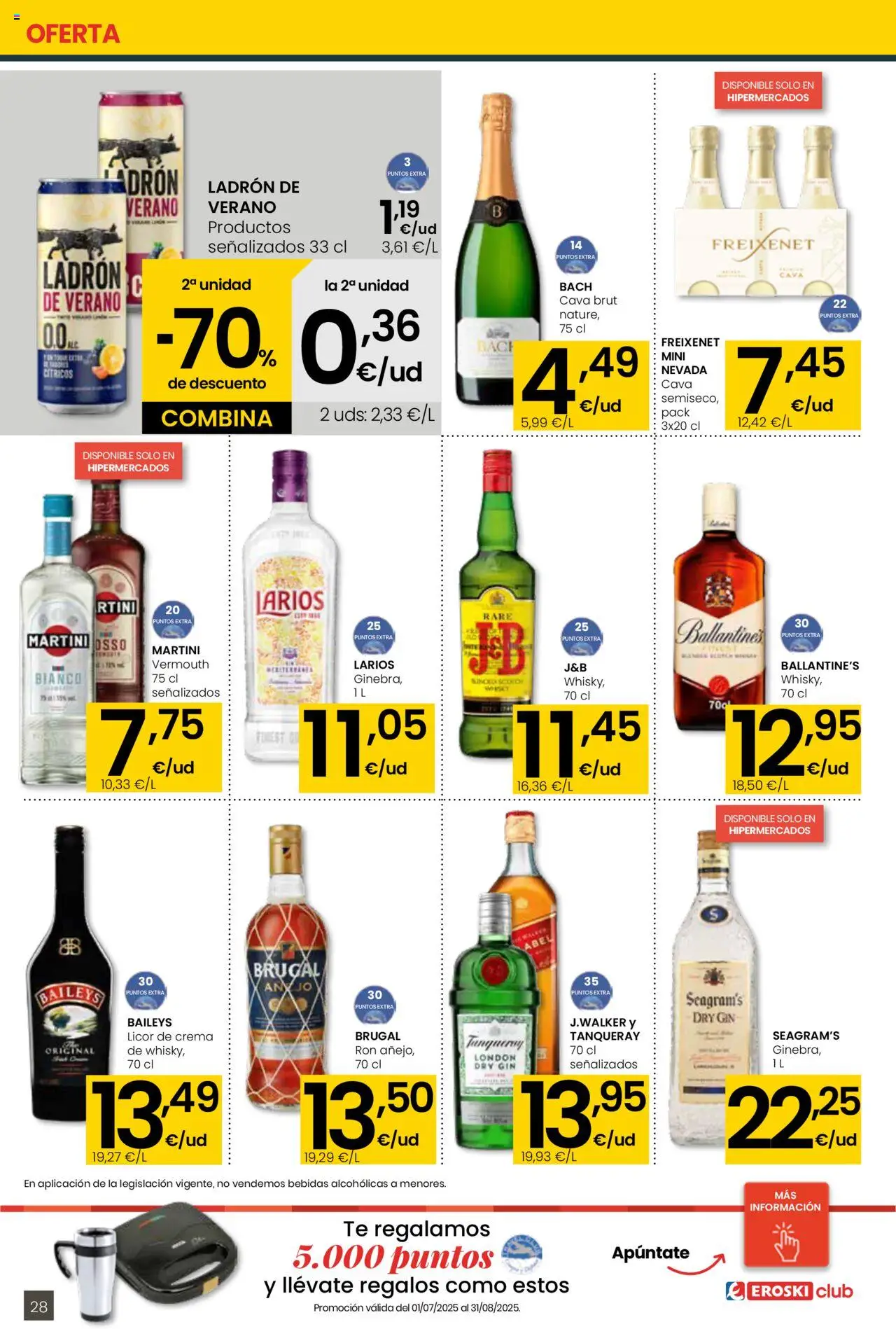 Eroski - Para conquistarte │ válido desde el 14.08.2025 | Página: 28 | Productos: Licor, Ron, Crema, Té