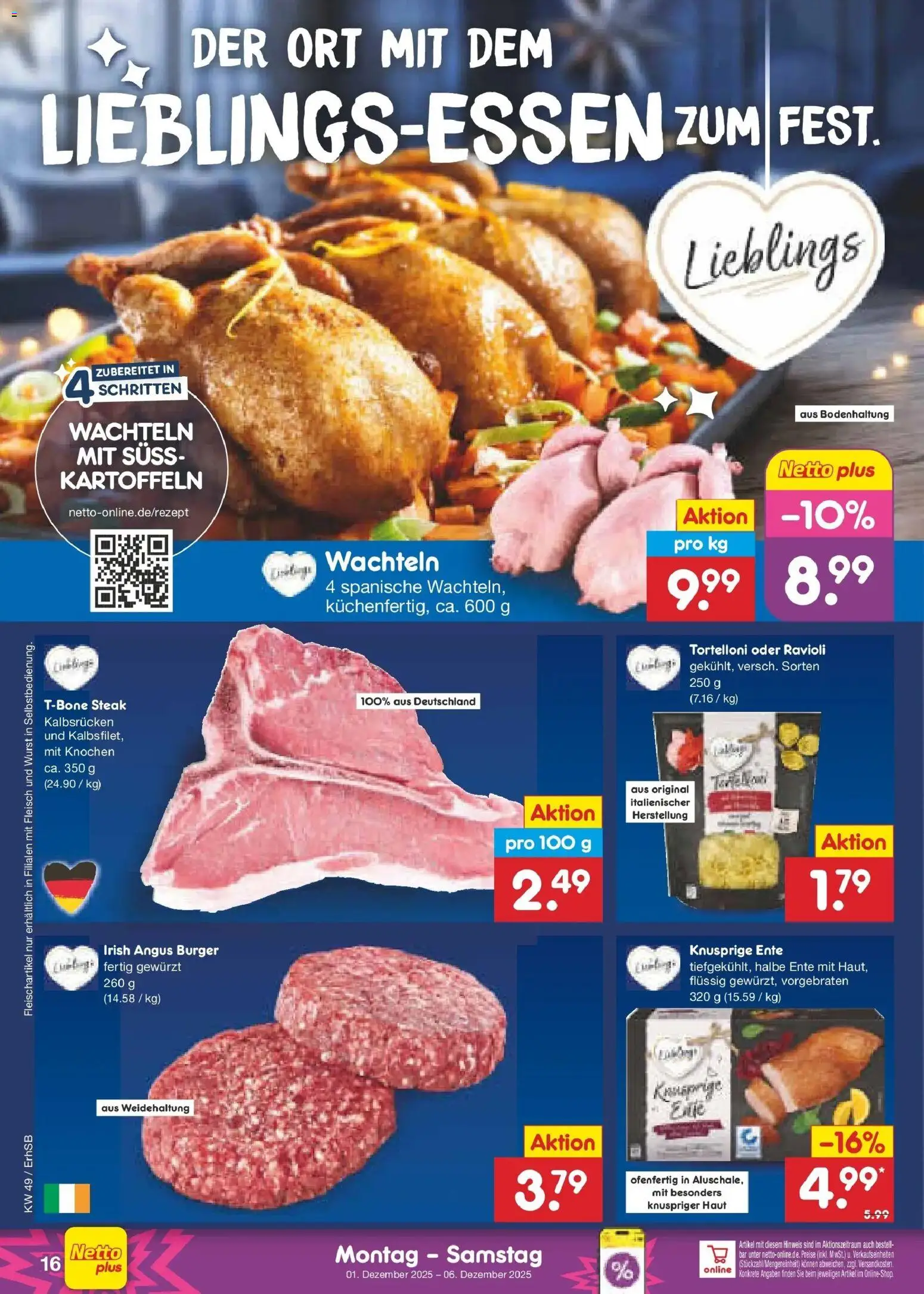 Netto Marken-Discount prospekt München	 – gültig ab 01.12.2025 | Seite: 18 | Produkte: Burger, Kartoffeln, Fleisch, Ente