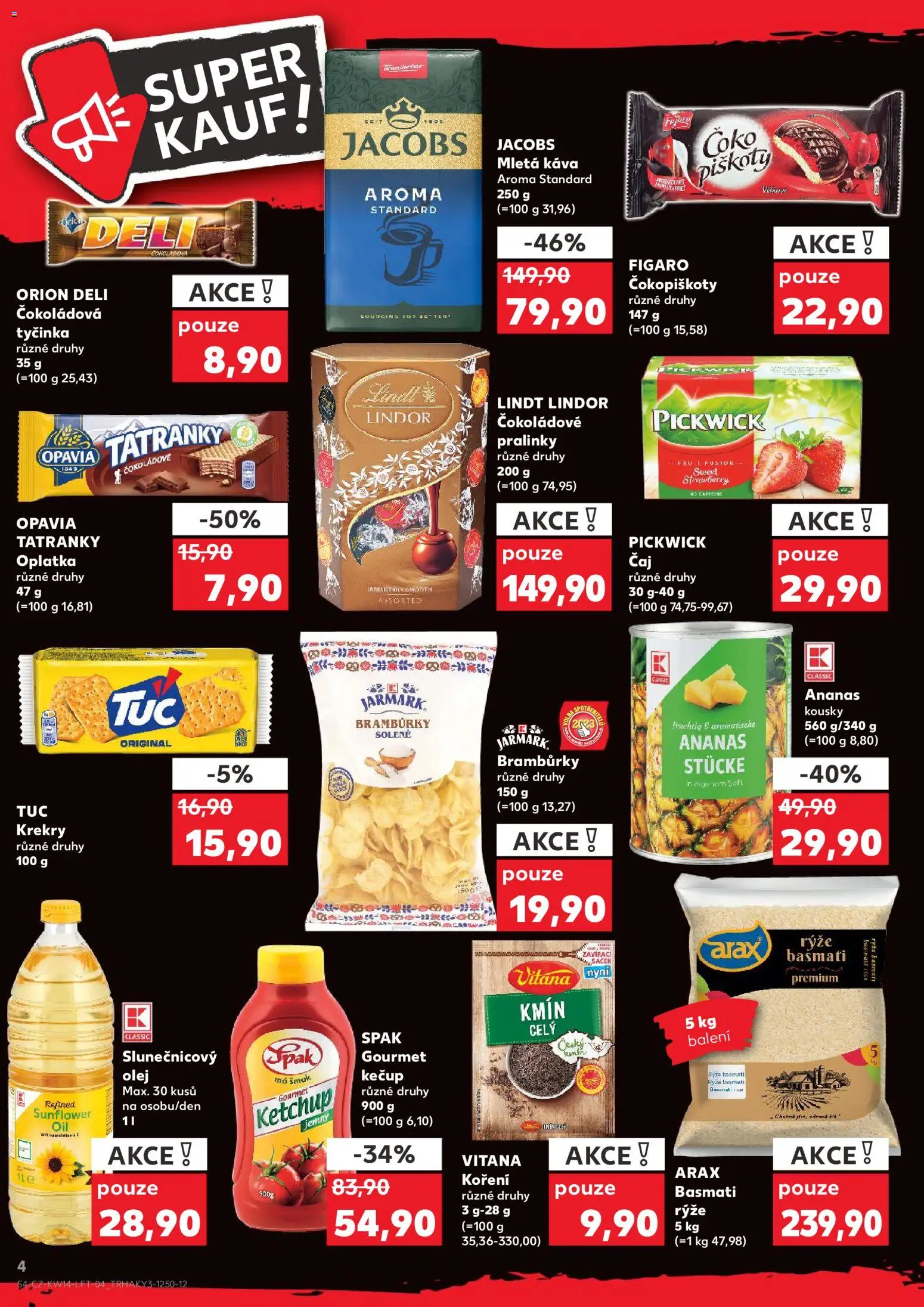 Kaufland - Kaufland leták od 01.04.2026 | Strana: 4 | Produkty: Lindor, Rýže, Koření, Mletá káva