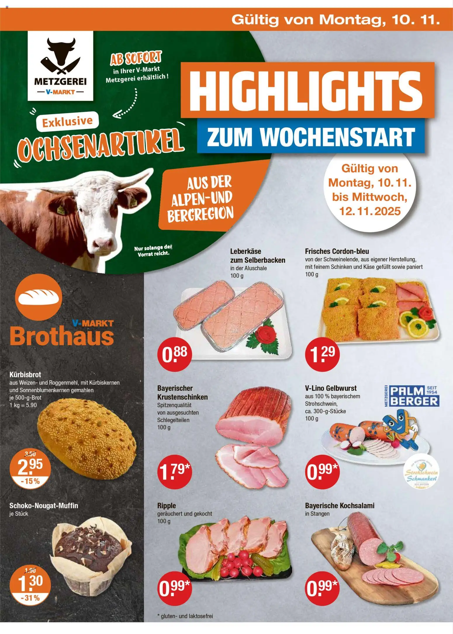 V-Markt - Schwaben / Oberbayern – gültig ab 06.11.2025 | Seite: 18 | Produkte: Käse, Schinken, Leberkase