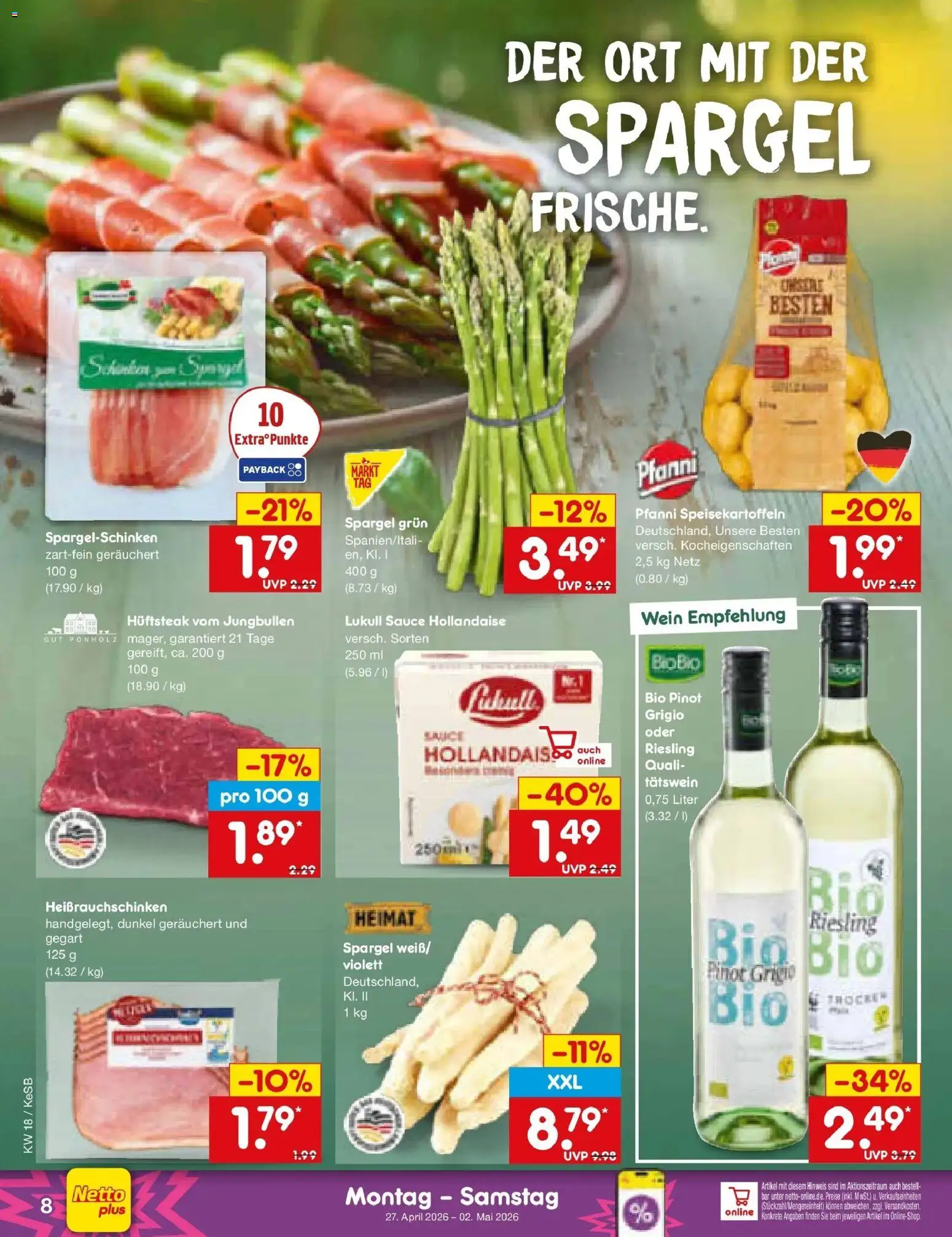 Netto Marken-Discount Prospekt Kruft	 – gültig ab 27.04.2026 | Seite: 10 | Produkte: Spargel, Wein