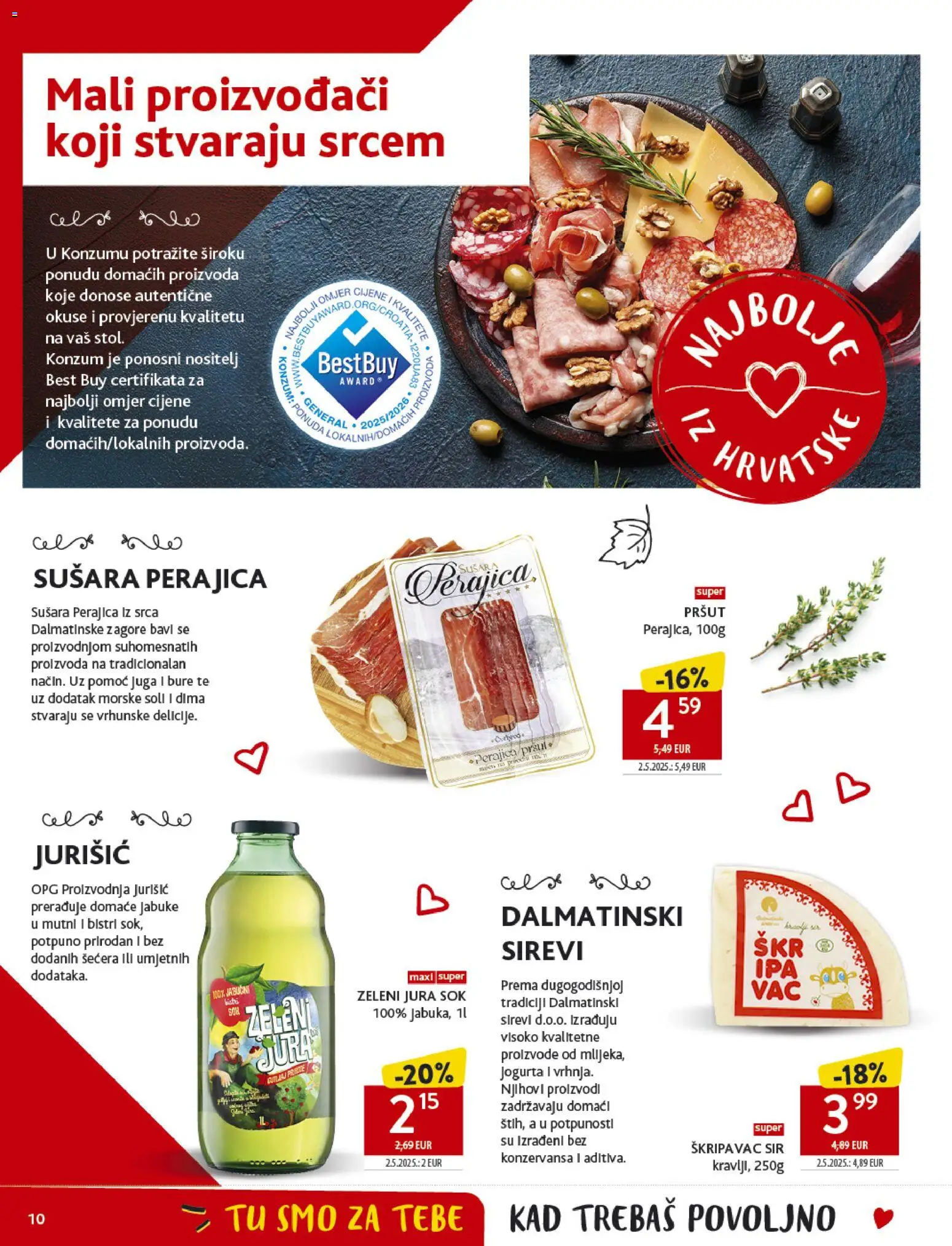 Konzum katalog | vrijedi od 29.10.2025 | Stranica: 10 | Proizvodi: Sir, Sok, Pršut, Jabuke