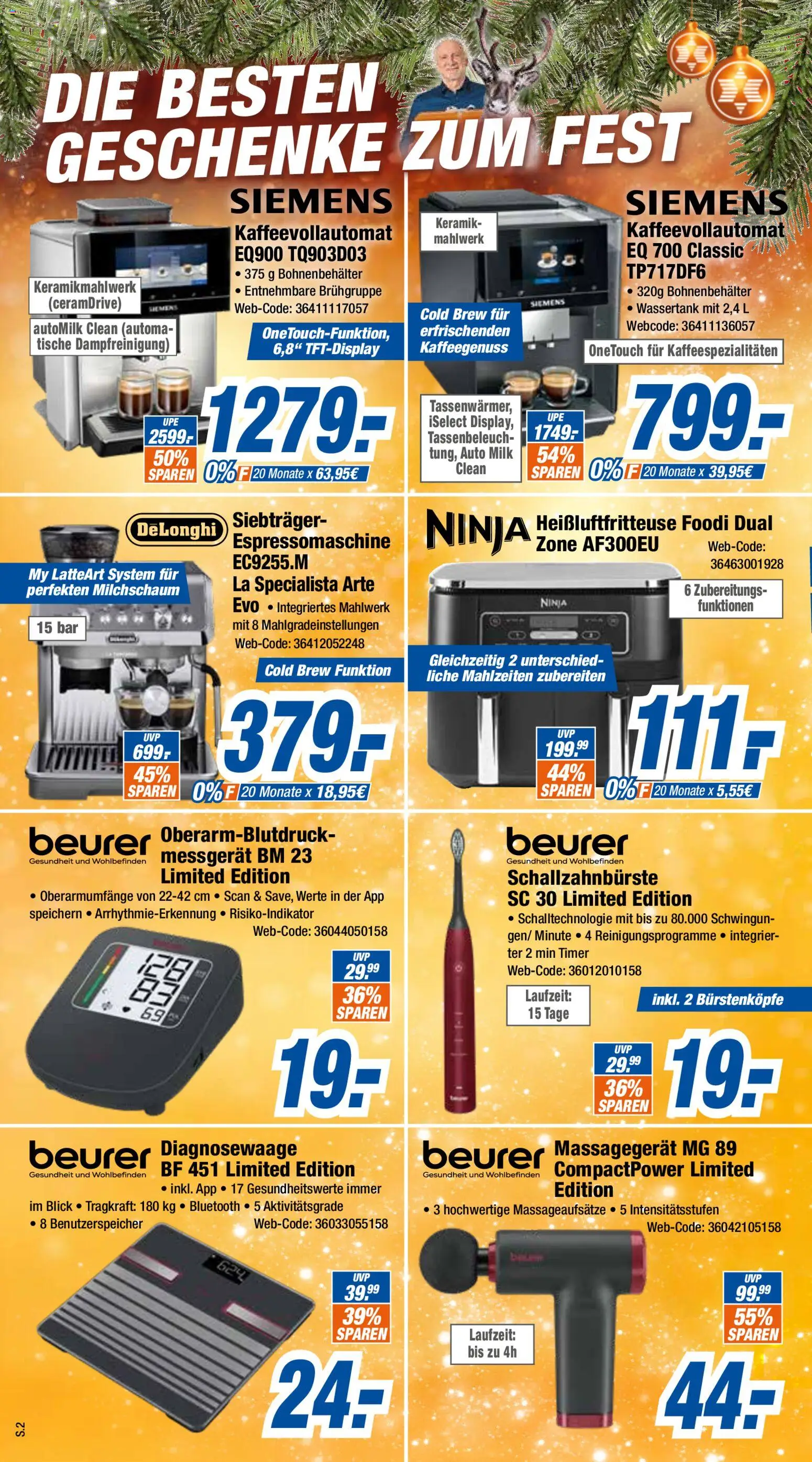 Expert Prospekt 	 – gültig ab 08.12.2025 | Seite: 2 | Produkte: Siemens, Massagegerät, Kaffeevollautomat, Heißluftfritteuse