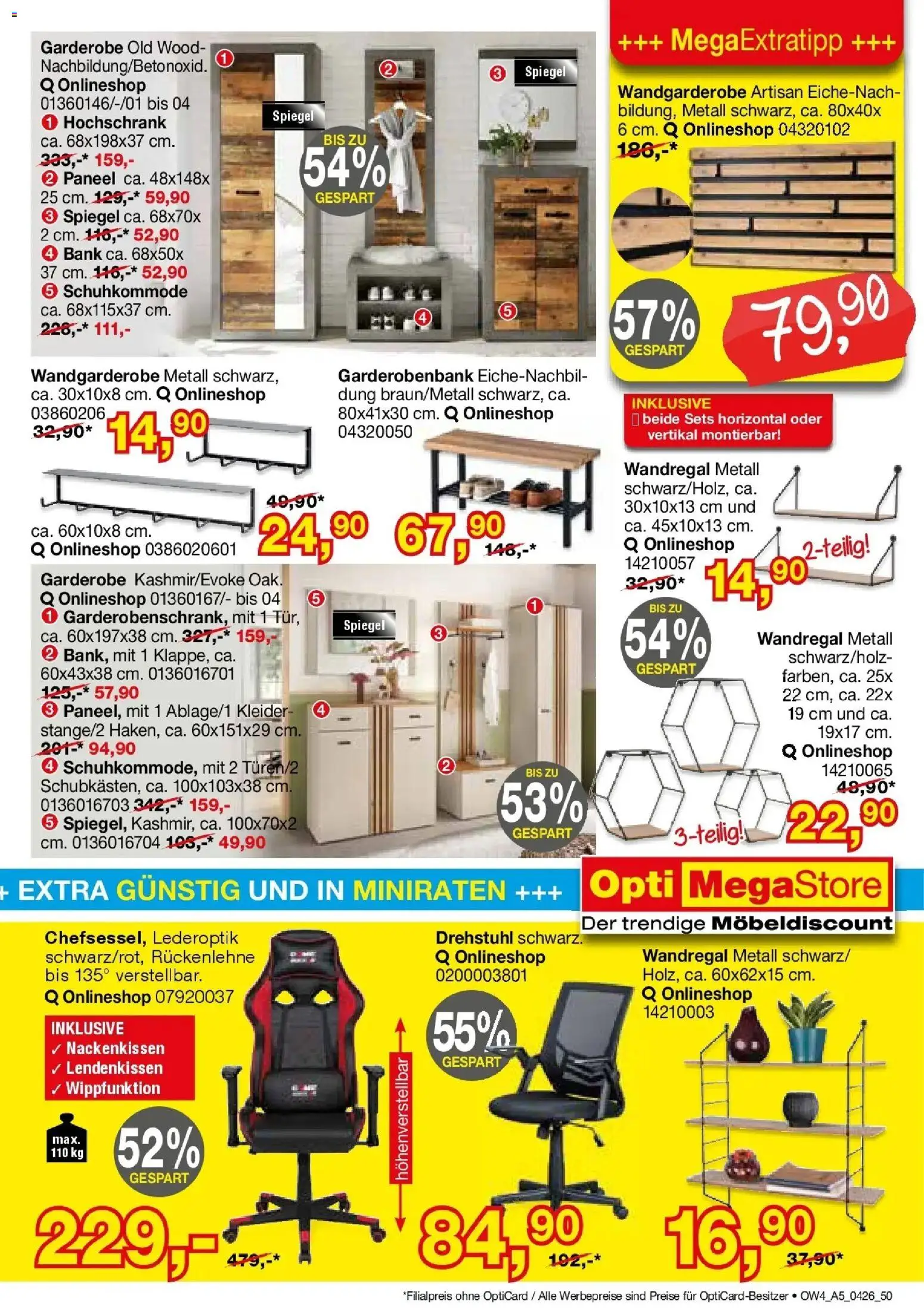 Angebote - Für Zuhause-Liebhaber – gültig ab 01.04.2026 | Seite: 51 | Produkte: Wandregal, Spiegel, Wandgarderobe, Hochschrank