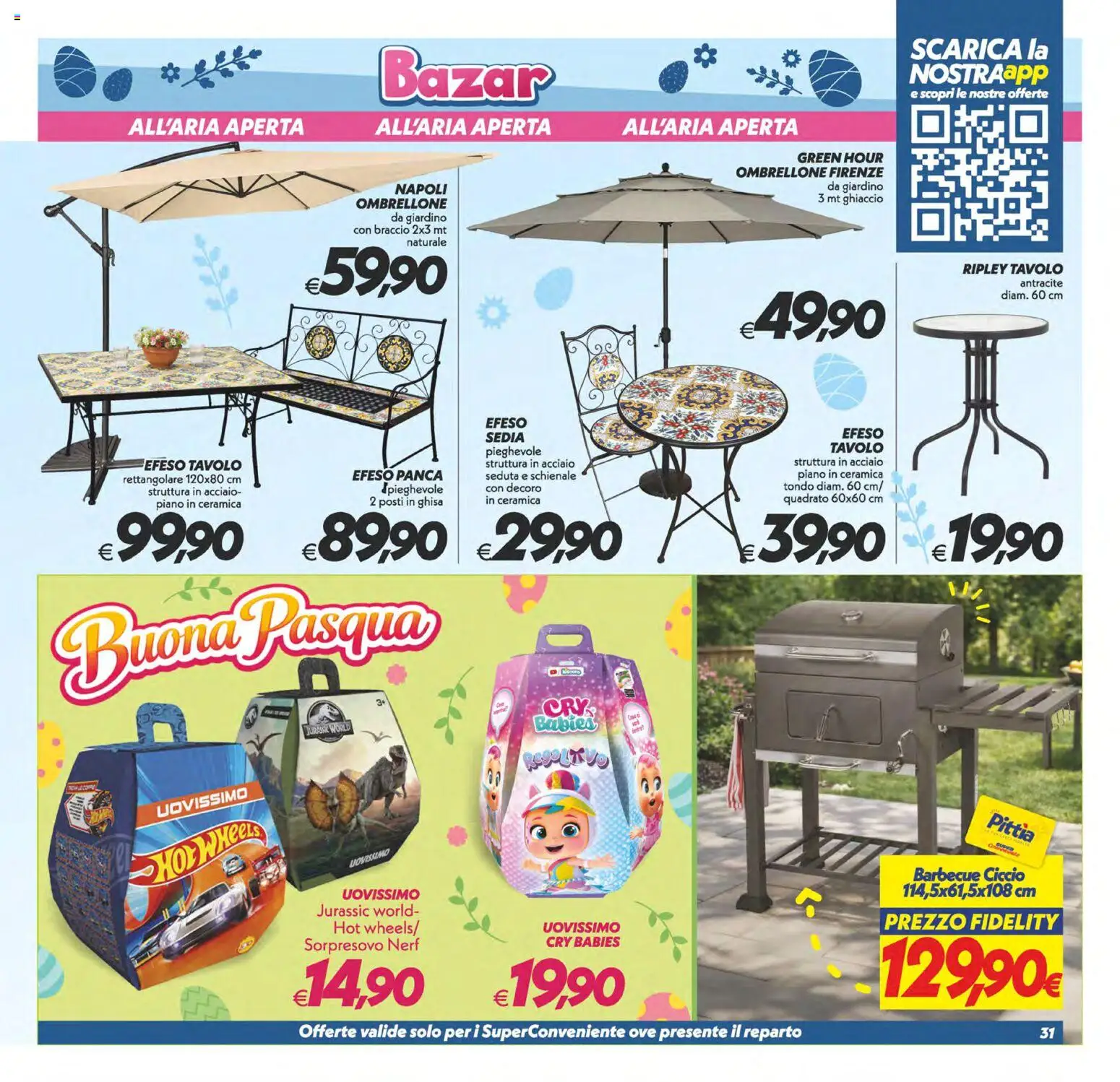 Volantino SuperConveniente del 27.03.2026 | Pagina: 31 | Prodotti: Panca, Ombrellone, Tavolo, Sedia