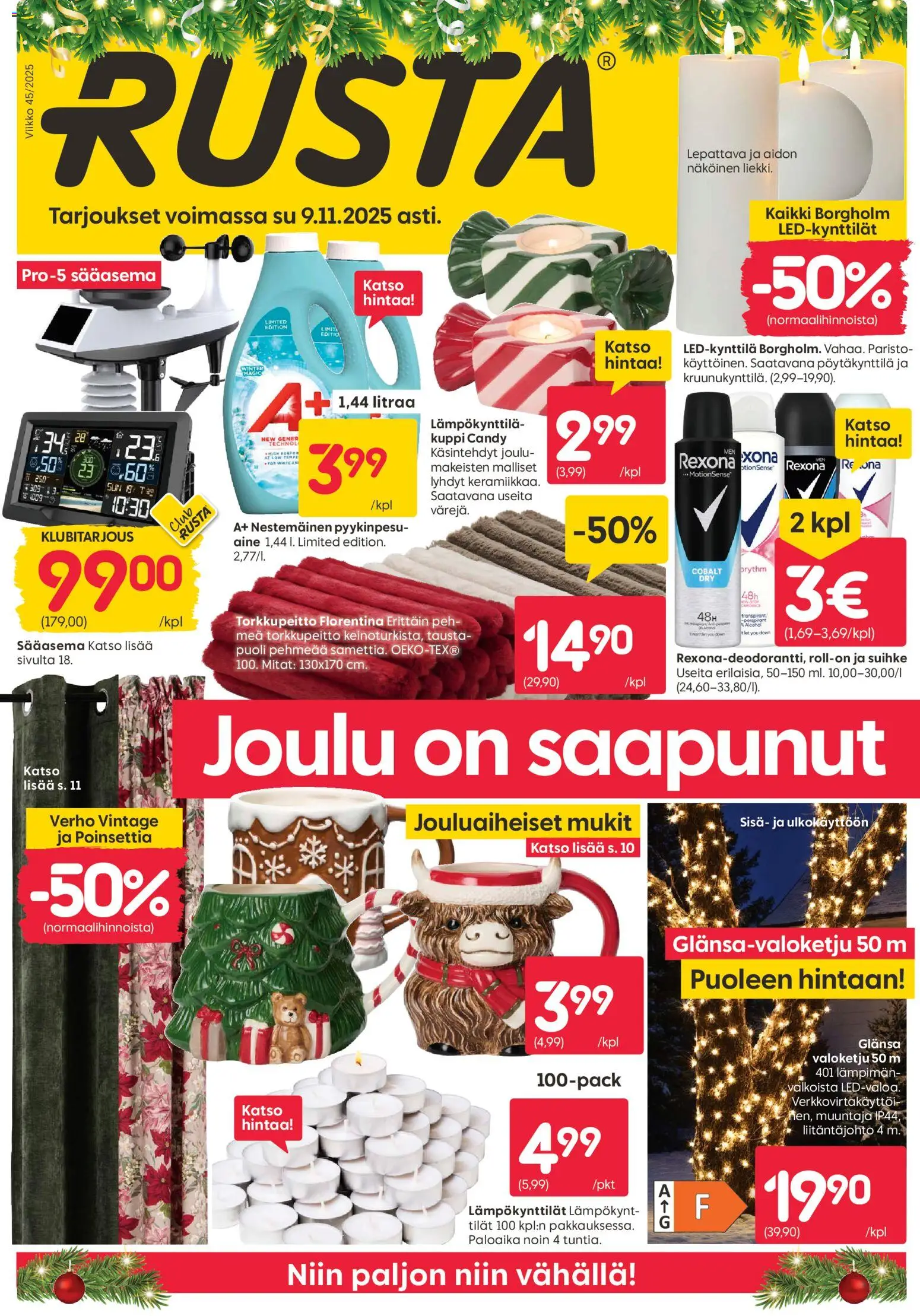 Rusta tarjoukset – voimassa 03.11.2025 alkaen | Sivu: 1 | Tuotteet: Verho, Sääasema