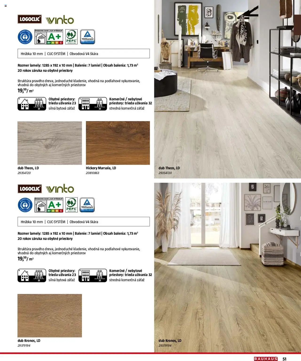 Bauhaus katalóg Podlahové krytiny │ platný od 04.08.2025 | Strana: 51 | Produkty: Lamely