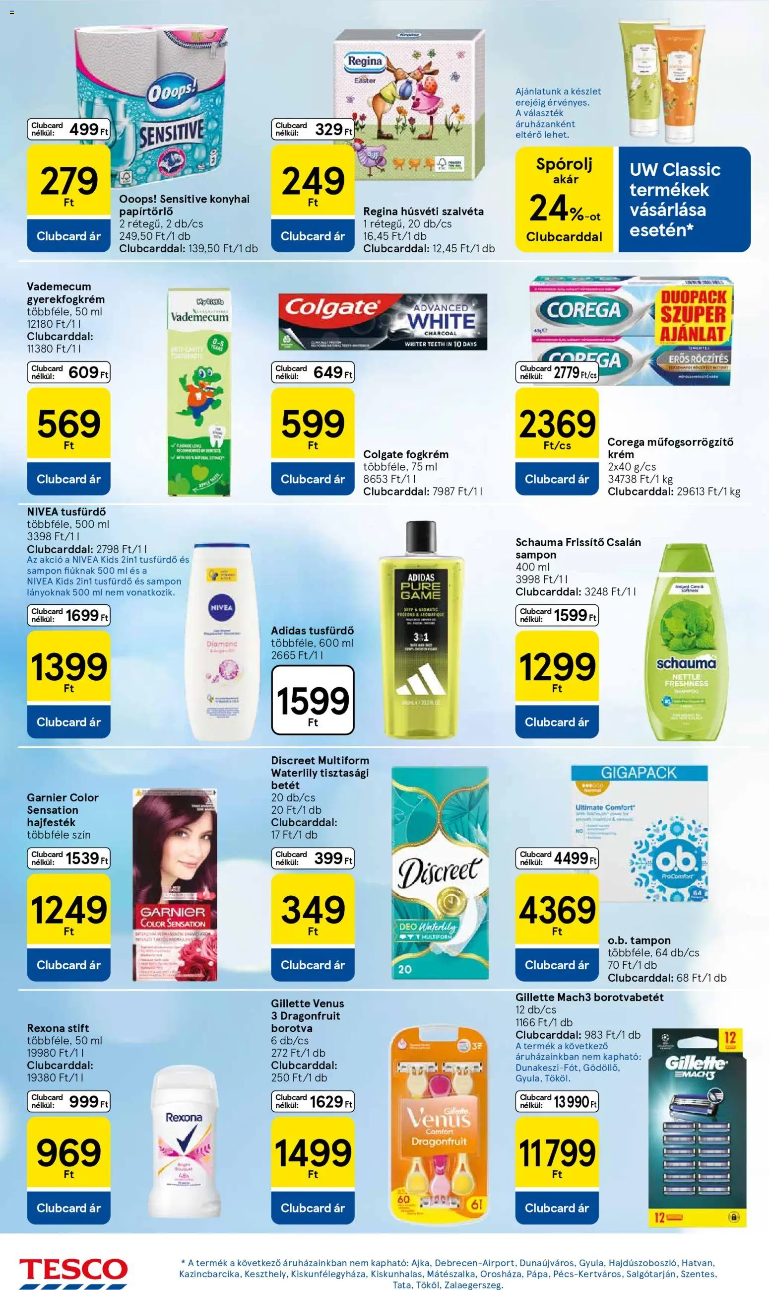 Tesco akciós ujság - amely érvényes a következő dátumtól: 26.03.2026 | Oldal: 28 | Termékek: Papírtörlő, Borotva, Hajfesték, Tusfürdő