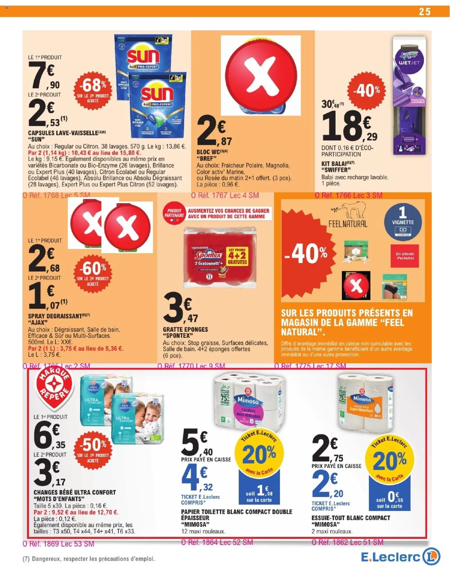 {H1} | Page: 25 | Produits: Citron, Essuie-tout, Papier toilette, Balai