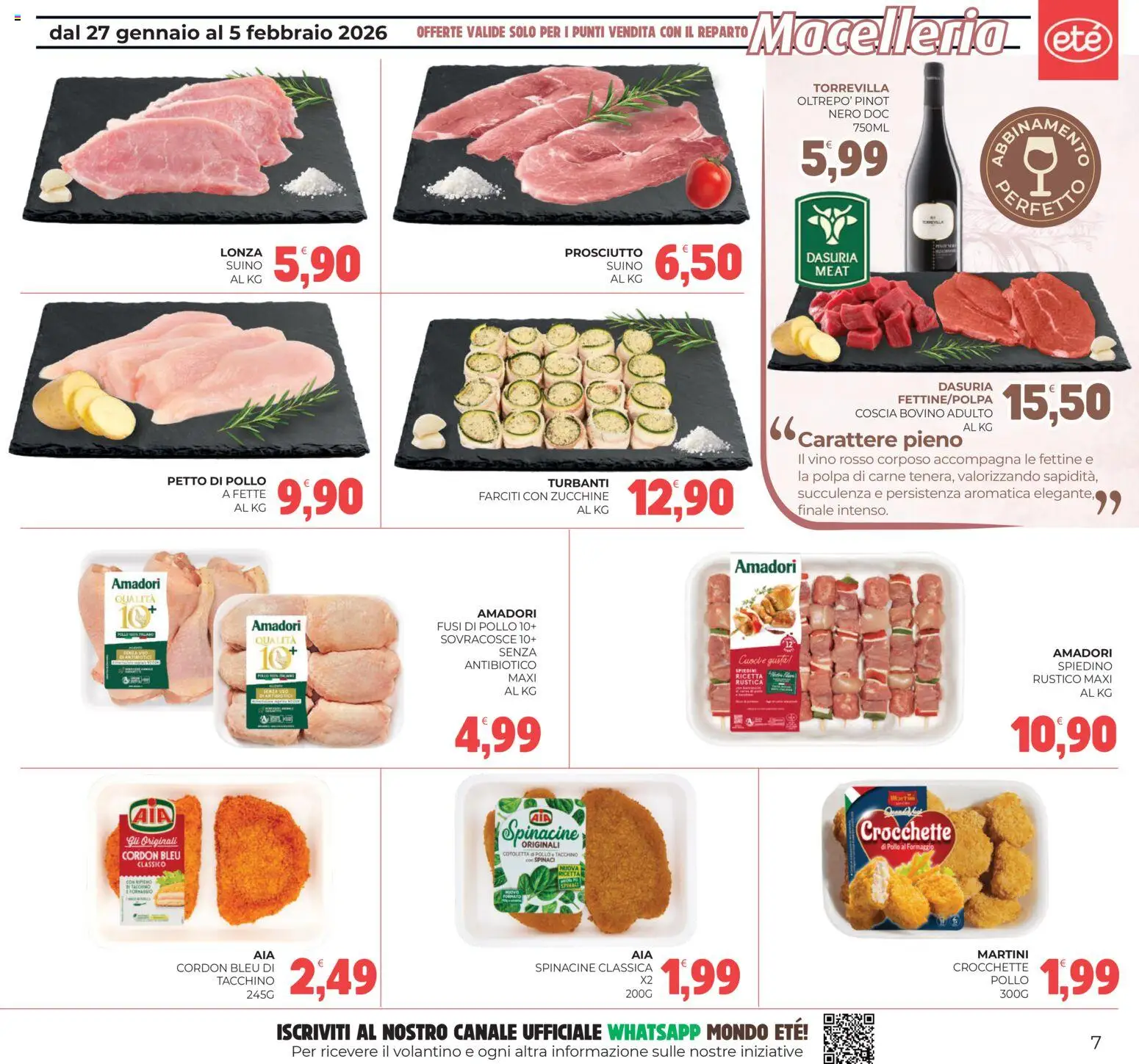 Volantino Eté del 27.01.2026 | Pagina: 7 | Prodotti: Pollo, Formaggio, Spinaci, Crocchette