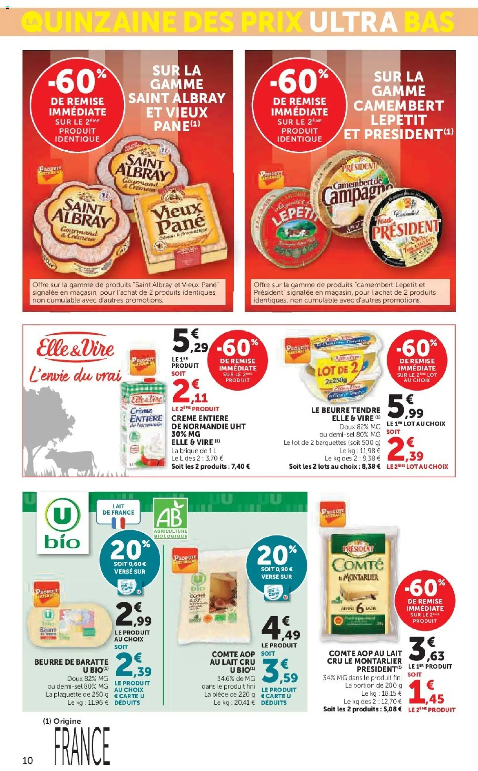 {H1} | Page: 10 | Produits: Lait, Beurre, Camembert, Crème