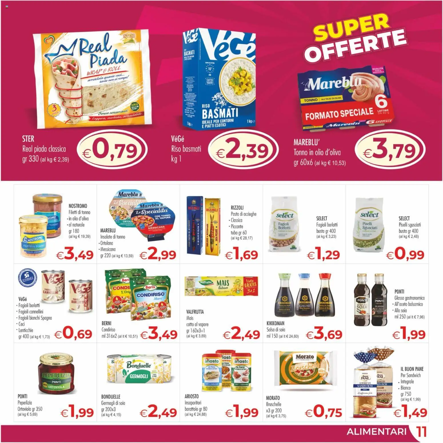 Volantino MerSi Supermercati del 08.04.2026 | Pagina: 11 | Prodotti: Pane, Ceci, Piselli, Tonno