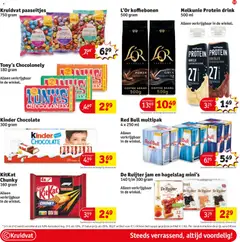 De Ruijter jam en hagelslag mini's, 140 t/m 300 gram, Alleen verkrijgbaar in de winkel. - Voorbeeld van een folder van Kruidvat, geldig van 24.03.2026 | Pagina: 55 | Producten: Koffiebonen, Kan, Red Bull, Kinder