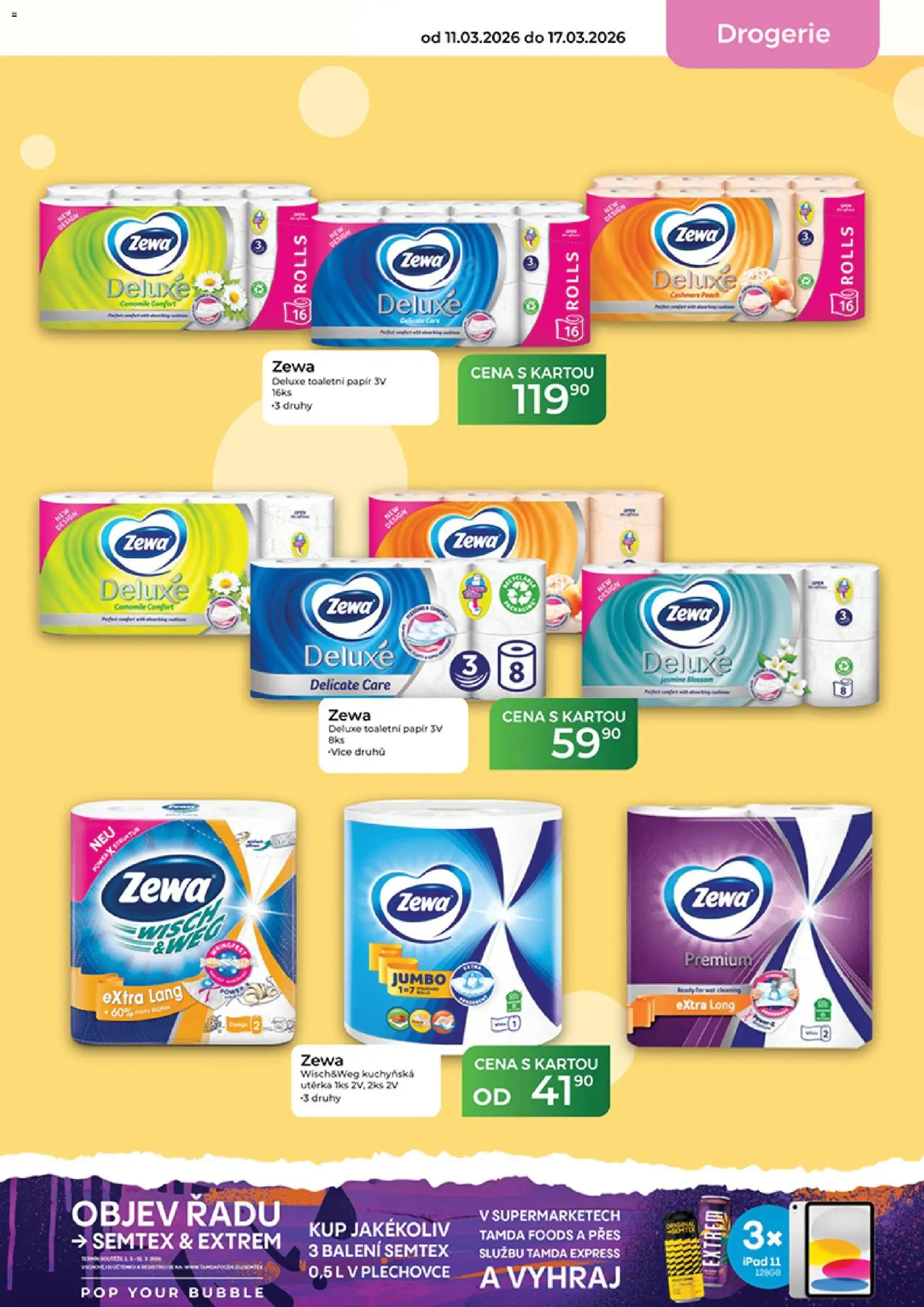 Tamda Foods leták od 11.03.2026 | Strana: 55 | Produkty: Zewa deluxe, Toaletní papír, Semtex, Utěrka