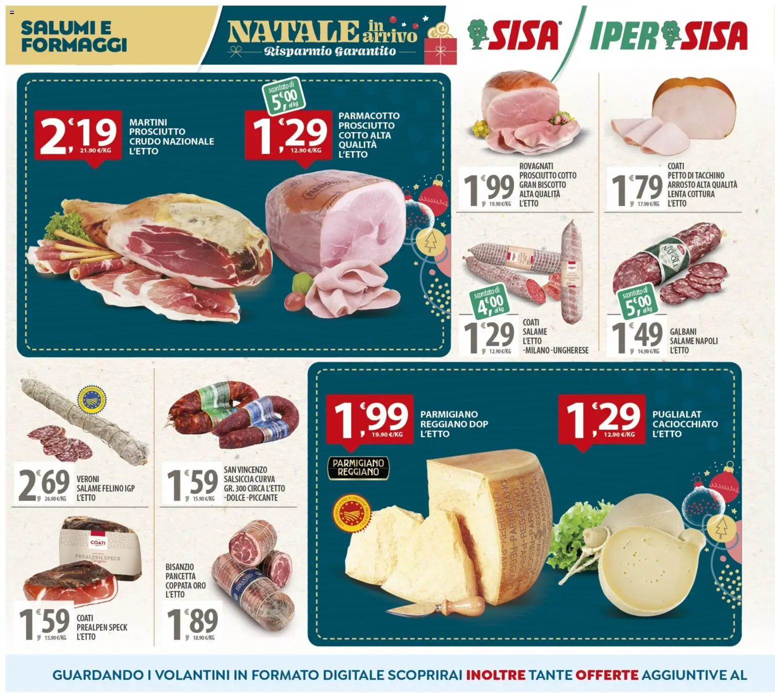 Volantino SISA del 05.12.2025 | Pagina: 4 | Prodotti: Prosciutto Crudo, Salame, Tacchino, Salsiccia