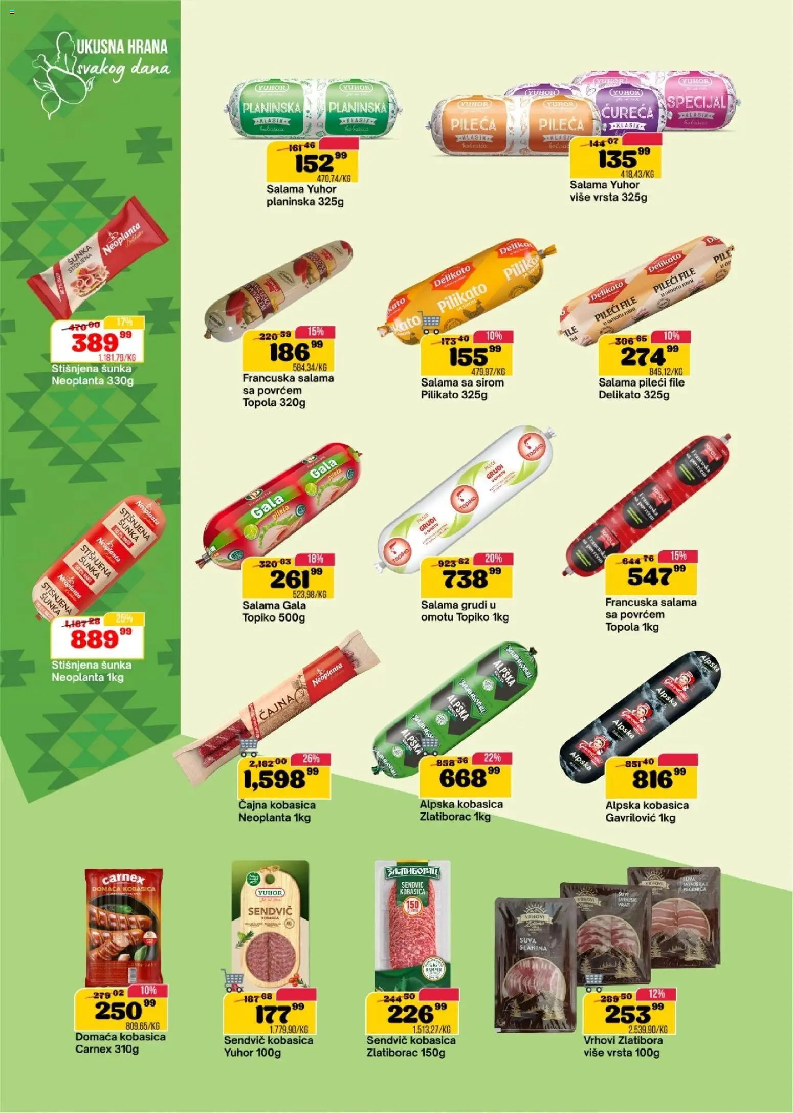 Senta Promet katalog - važi od 28.01.2026 | Strana: 6 | Proizvode: Suva slanina, Salama, Šunka, Kobasica