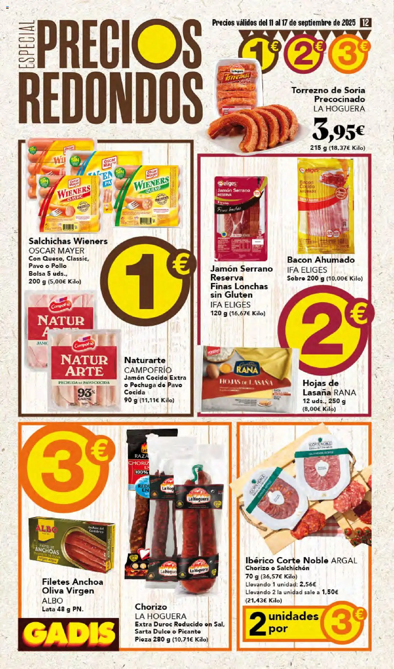 Gadis folleto │ válido desde el 11.09.2025 | Página: 12 | Productos: Jamón serrano, Queso, Jamón cocido, Anchoa