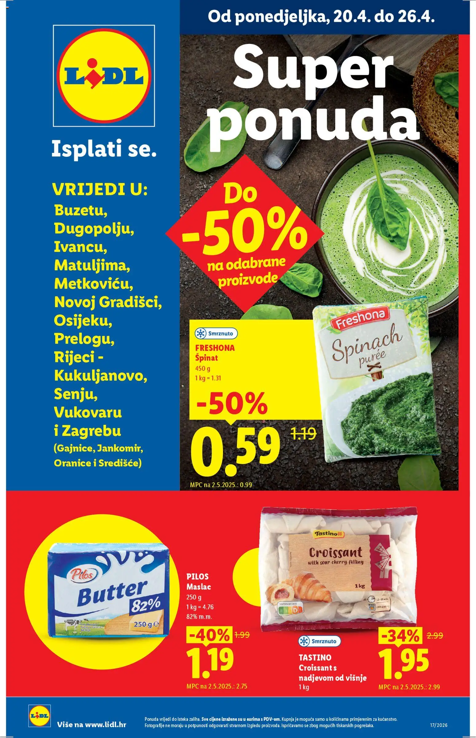 Lidl katalog | vrijedi od 20.04.2026 | Stranica: 1 | Proizvodi: Špinat, Maslac