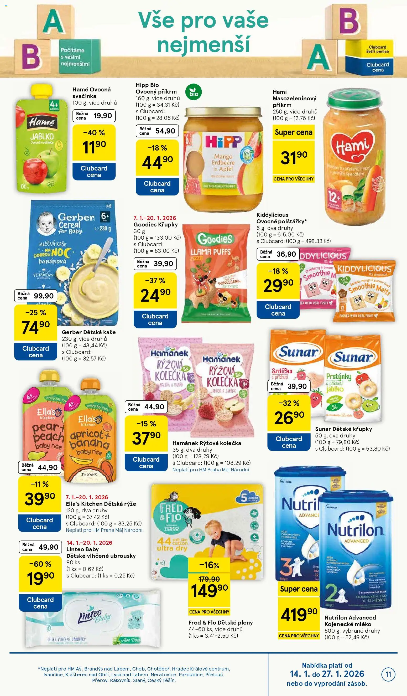 Tesco leták - Hypermarket od 14.01.2026 | Strana: 11 | Produkty: Smoothie, Hamánek, Kaše, Hipp