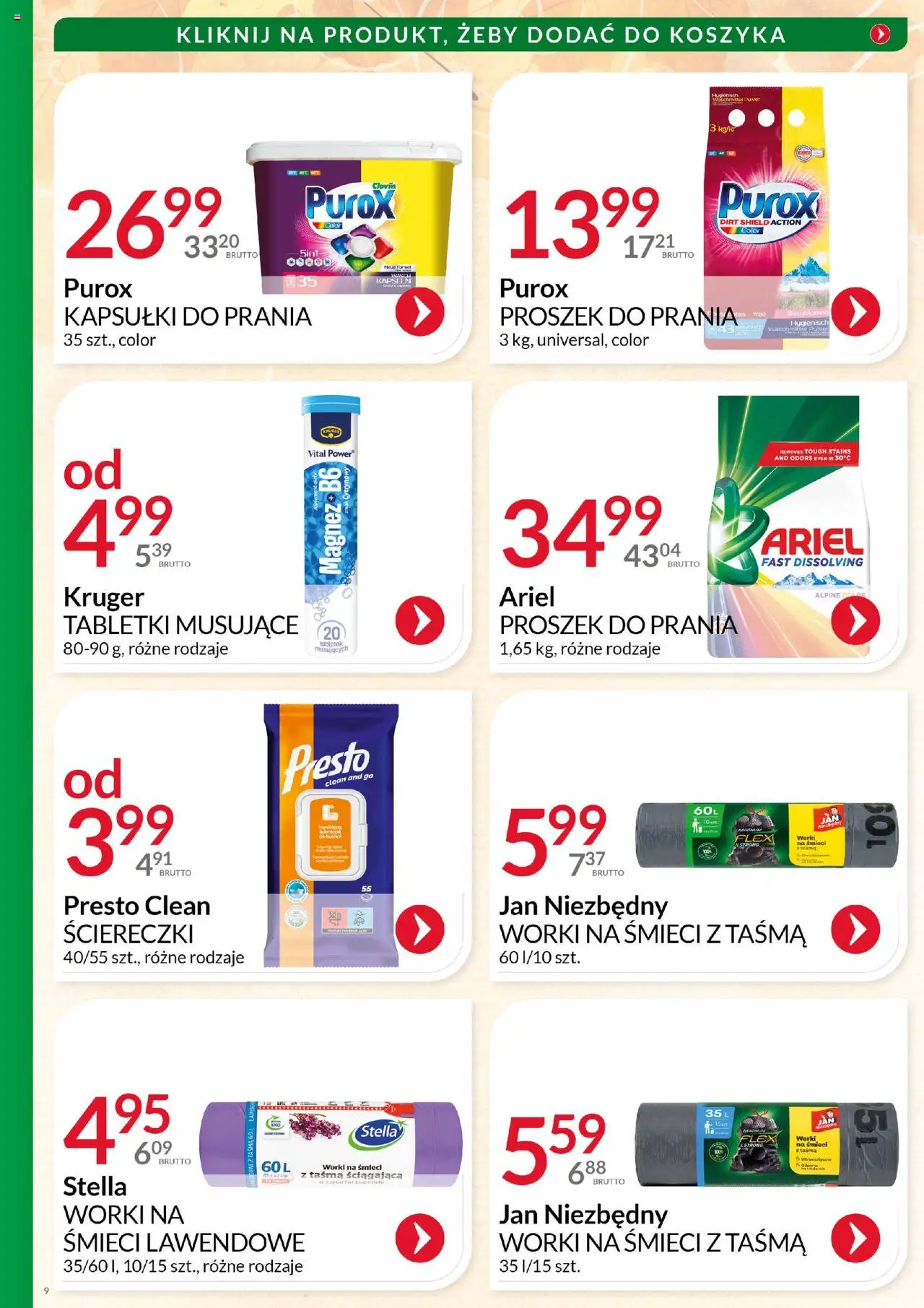 Eurocash Gazetka - Katalog Artykułów Chemicznych od 01.10.2025 | Strona: 9 | Produkty: Ariel, Kapsułki do prania, Proszek do prania