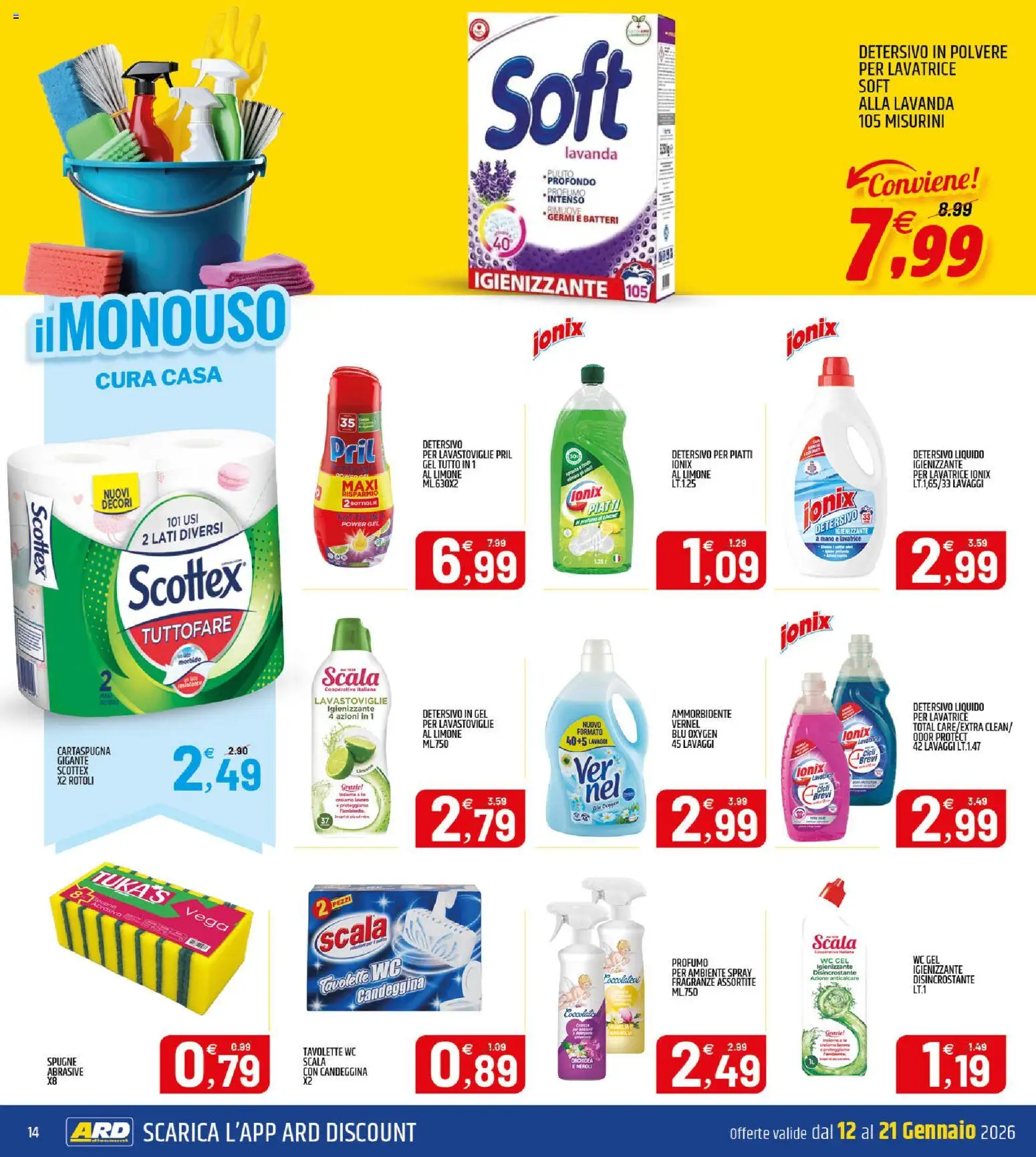 Volantino ARD Discount del 07.01.2026 | Pagina: 14 | Prodotti: Detersivo in polvere, Ammorbidente, Lavanda, Profumo