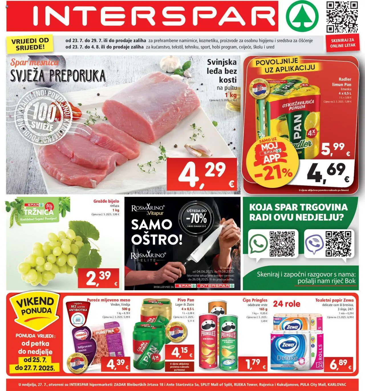 Interspar katalog | vrijedi od 23.07.2025 | Stranica: 1 | Proizvodi: Radler, Pringles, Čips, Zewa