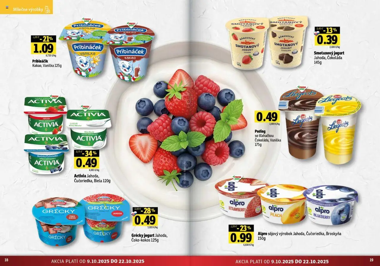 Nové Fresh akcie – leták je platný od 09.10.2025 | Strana: 10 | Produkty: Jogurt, Pribináčik, Grécky jogurt, Čokoláda