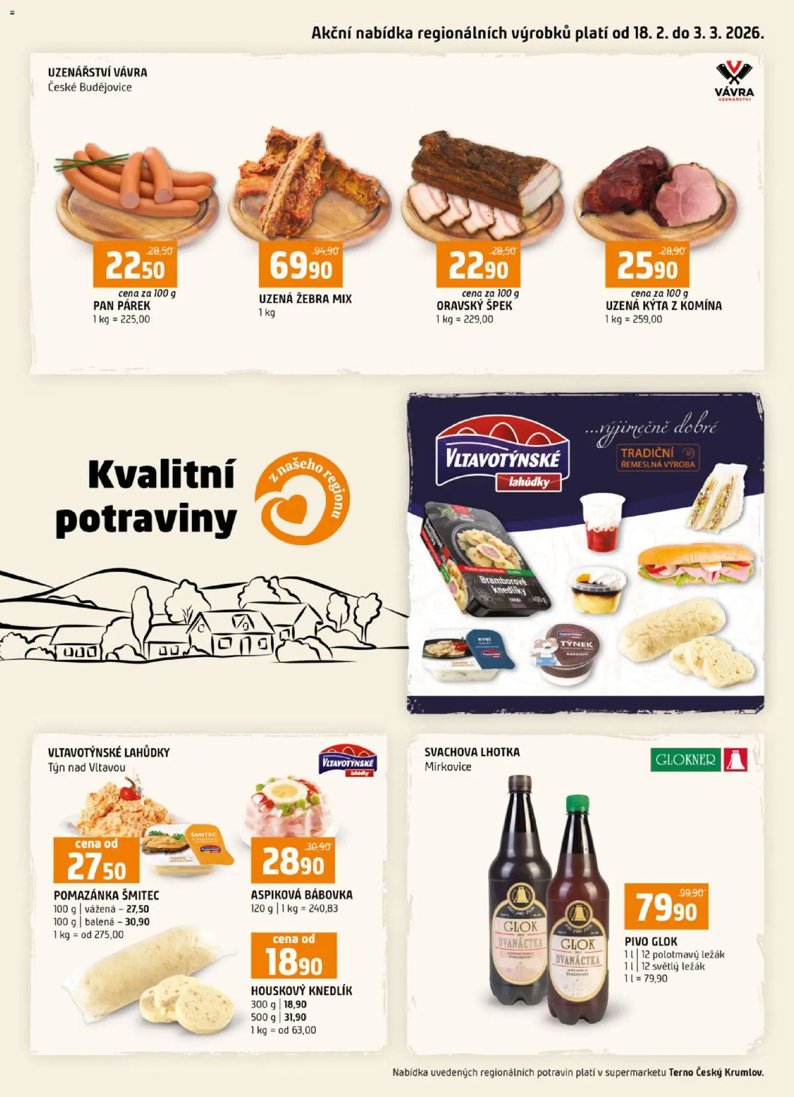 Terno leták - Český Krumlov od 18.02.2026 | Strana: 16 | Produkty: Pivo, Bábovka, Uzená žebra, Pomazánka