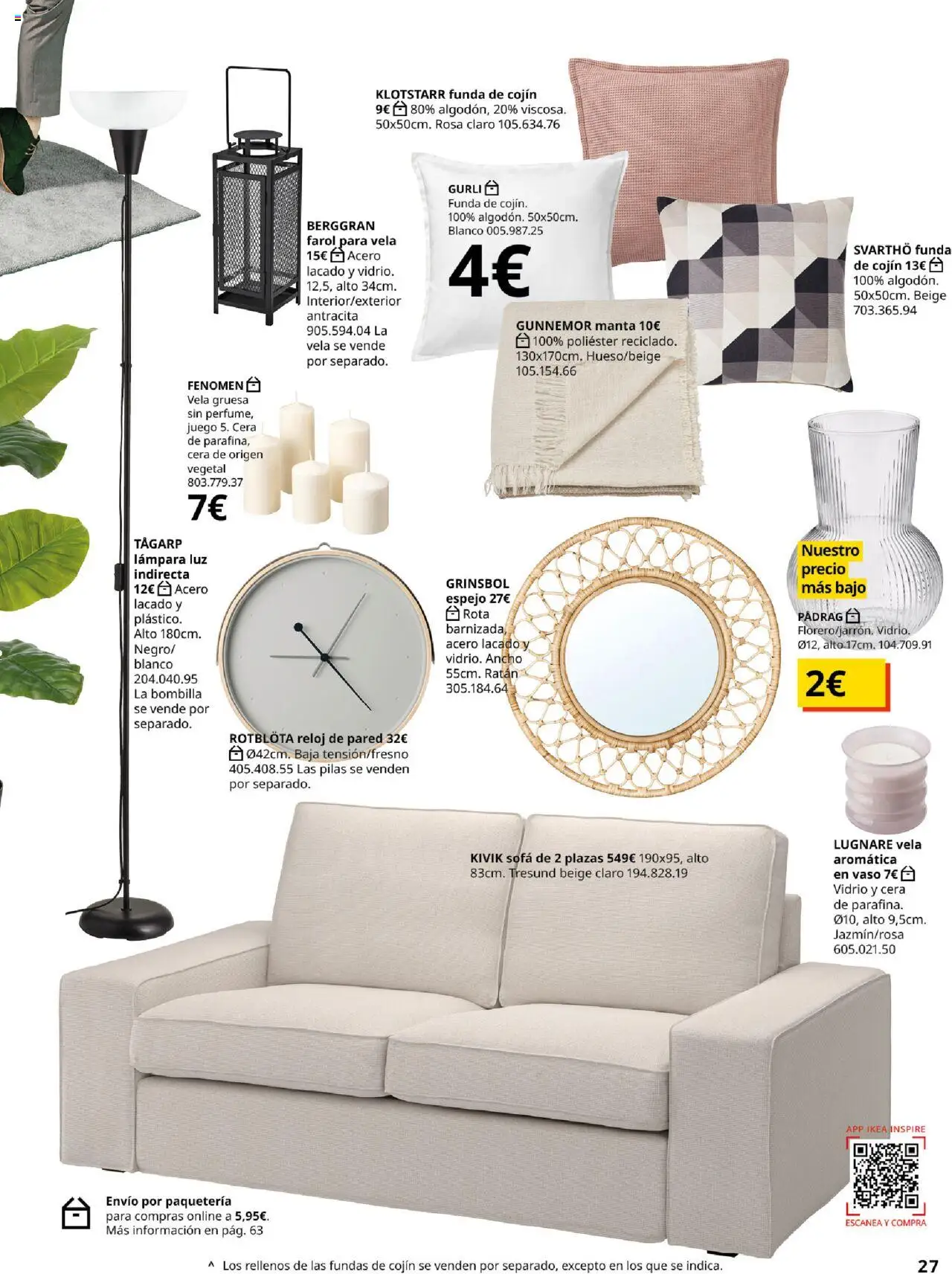 Catálogo IKEA Salones │ válido desde el 17.02.2025 | Página: 27 | Productos: Vela, Cojín, Espejo, Lámpara