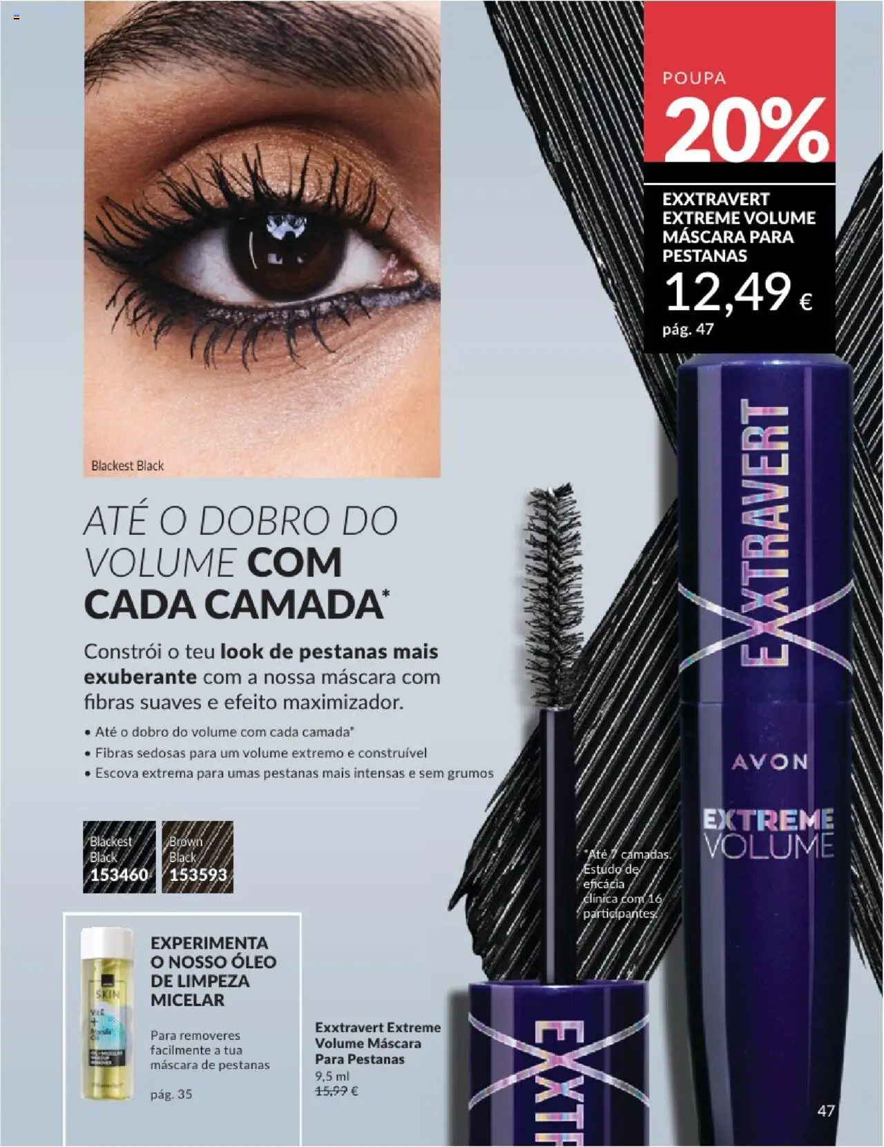 Catálogo Avon Campanha 8 │ válido de 01.08.2025 | Página: 47 | Produtos: Máscara de pestanas, Cama, Óleo