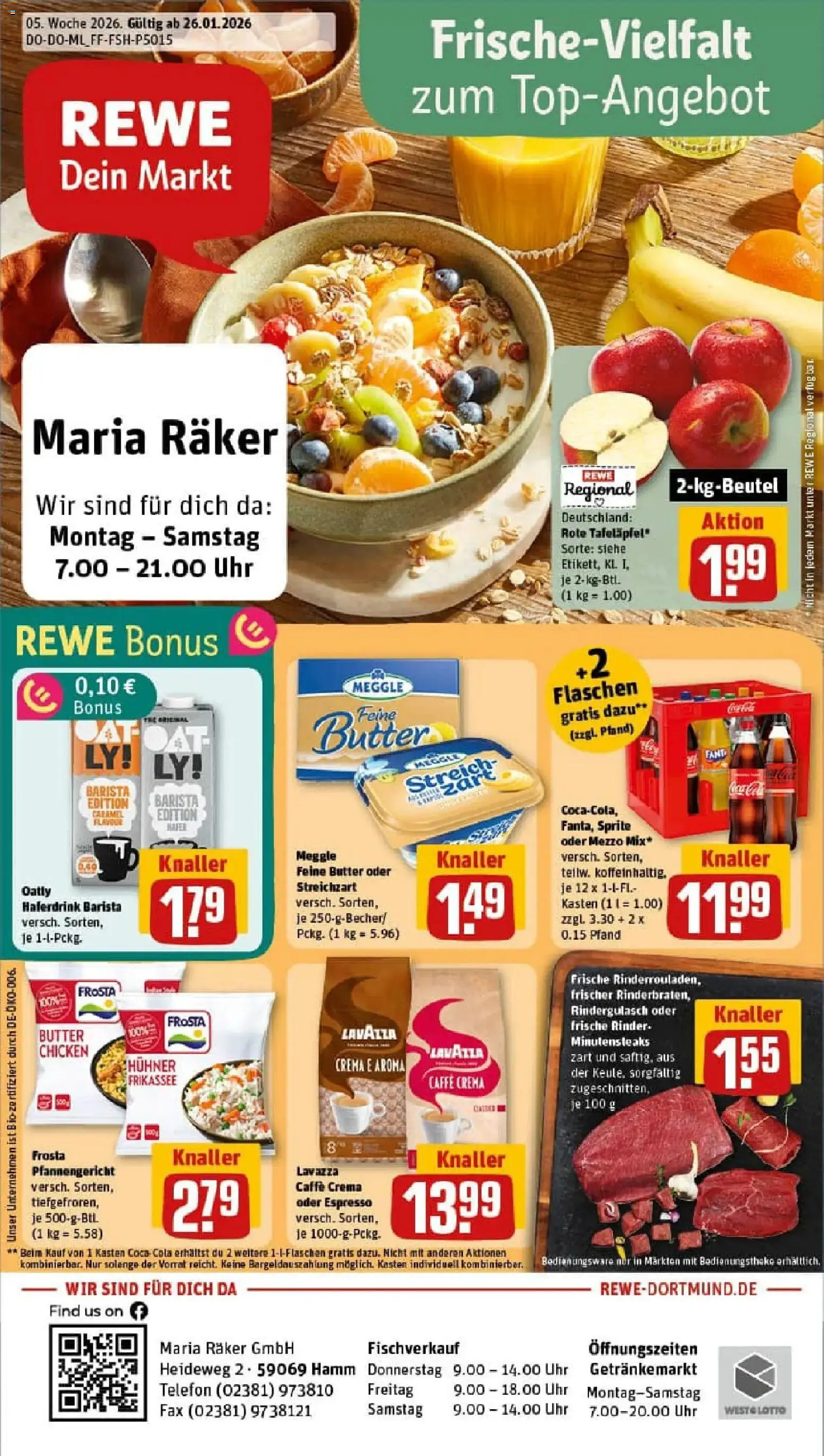 Rewe prospekt Hamm	 – gültig ab 26.01.2026 | Seite: 1 | Produkte: Coca cola, Sprite, Haferdrink, Oatly