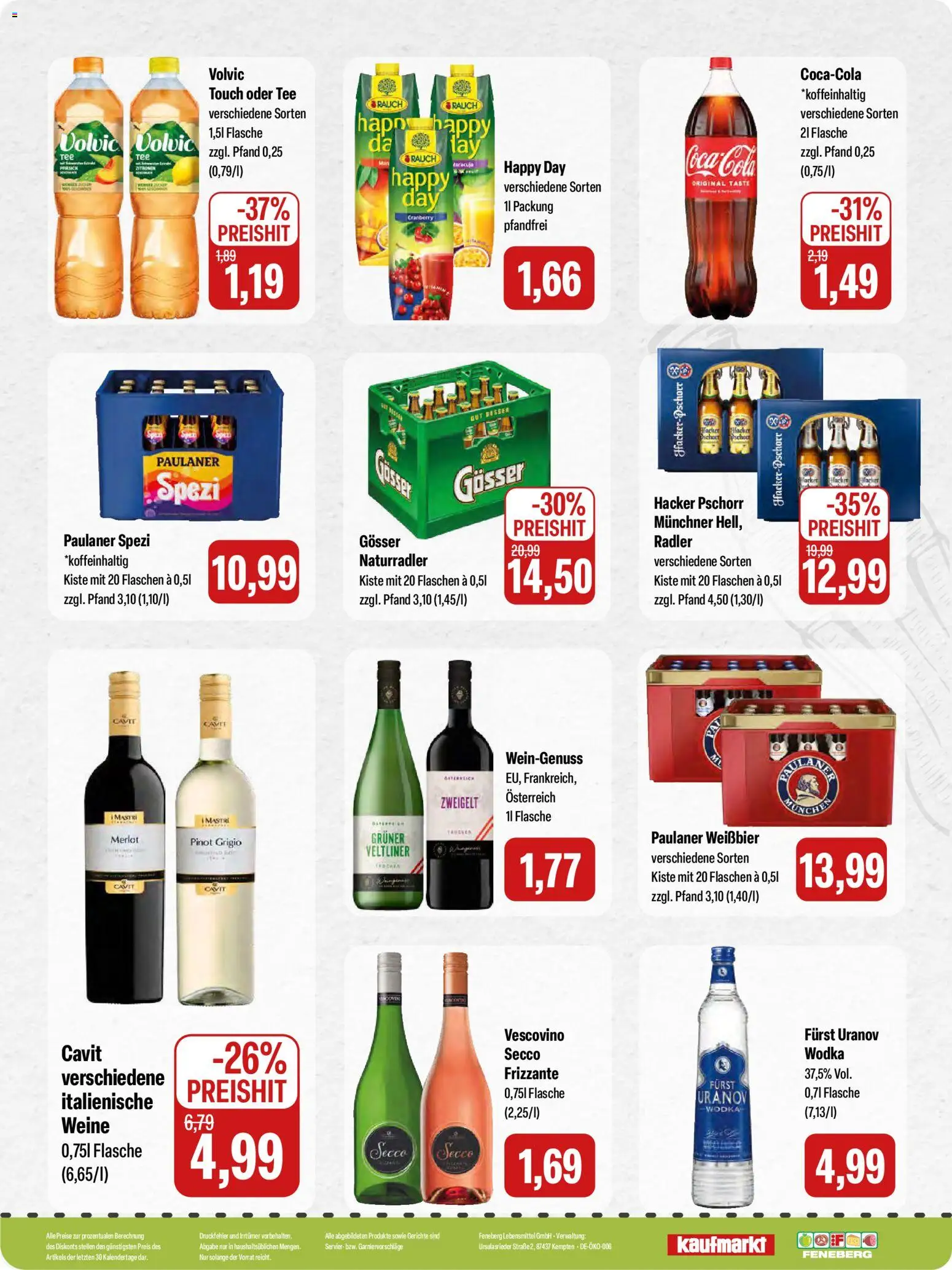 Feneberg Angebote – gültig ab 29.01.2026 | Seite: 16 | Produkte: Weißbier, Radler, Volvic, Wodka