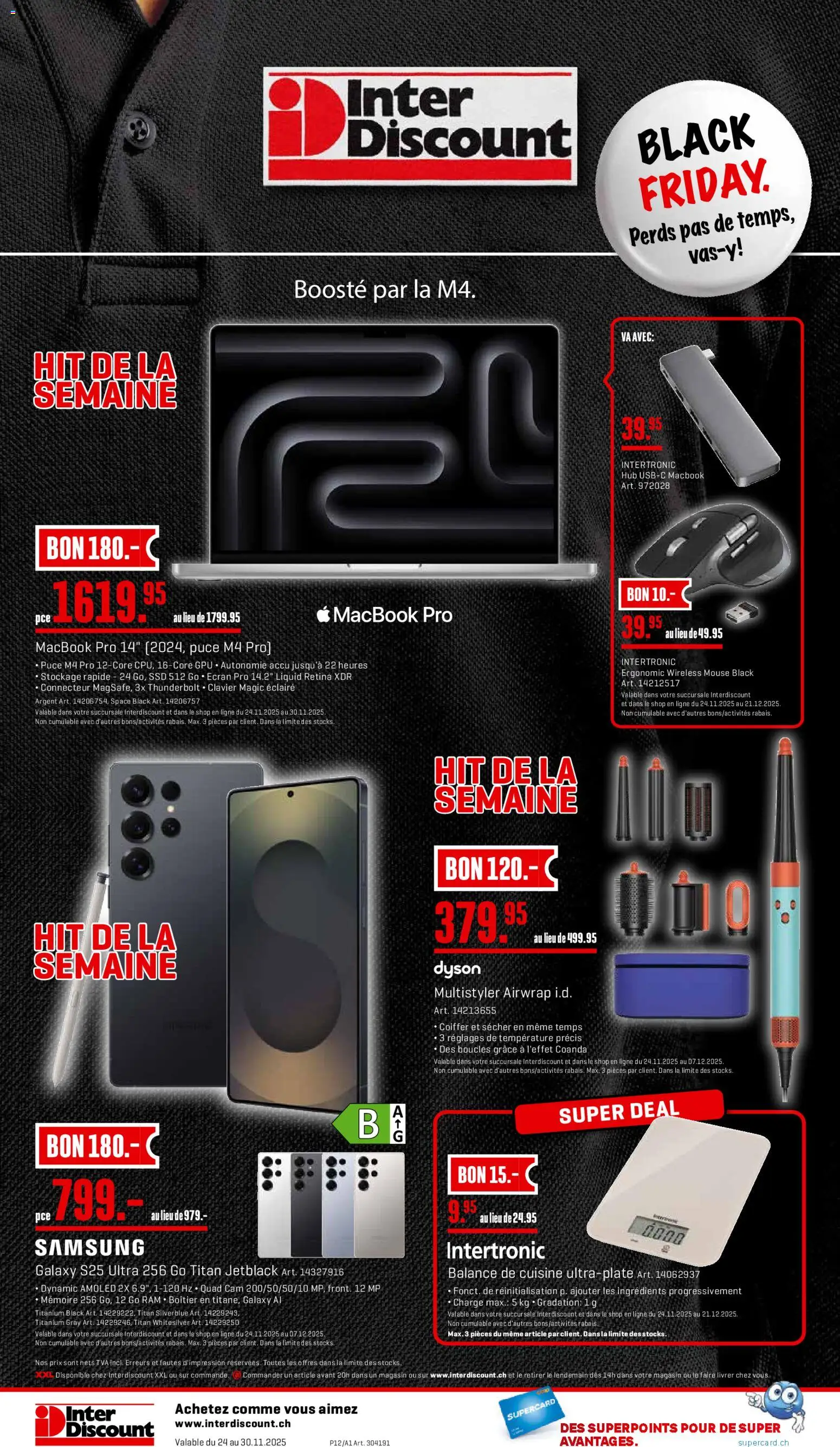 Interdiscount Black Friday FR – gültig ab 24.11.2025 | Seite: 24 | Produkte: Samsung, Macbook, Dyson