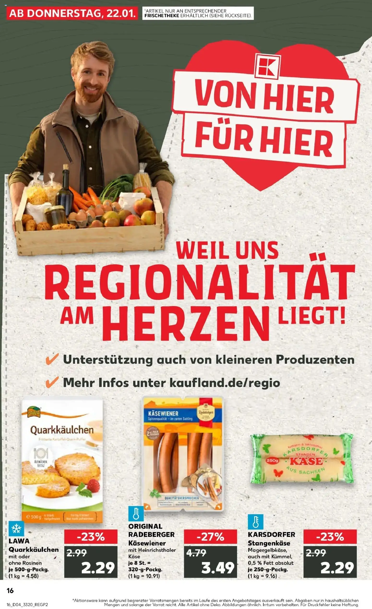 Kaufland prospekt Pirna	 – gültig ab 22.01.2026 | Seite: 16 | Produkte: Käse, Rosinen