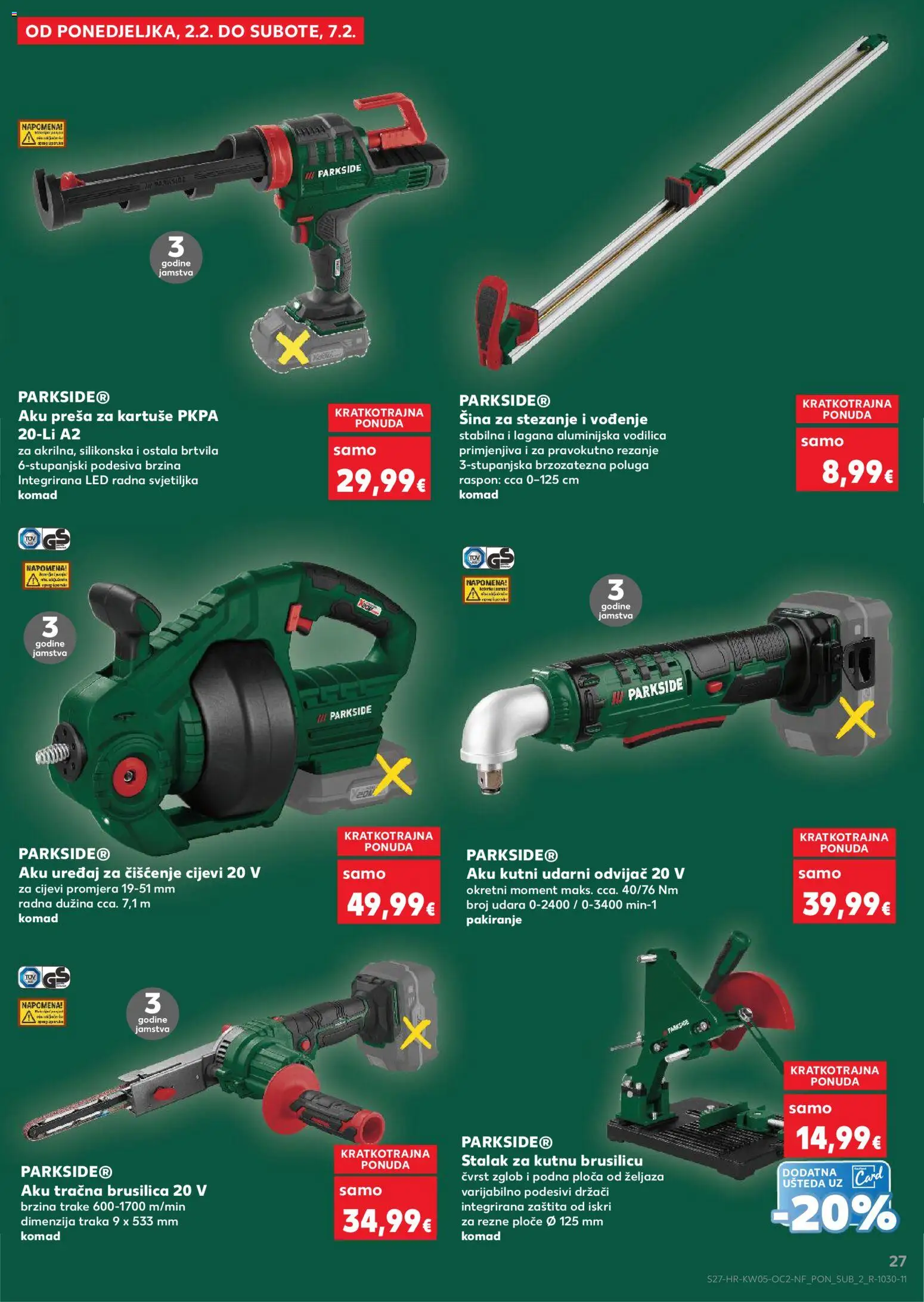 Kaufland katalog | vrijedi od 28.01.2026 | Stranica: 27 | Proizvodi: Brusilica, Cijevi, Odvijač, Parkside
