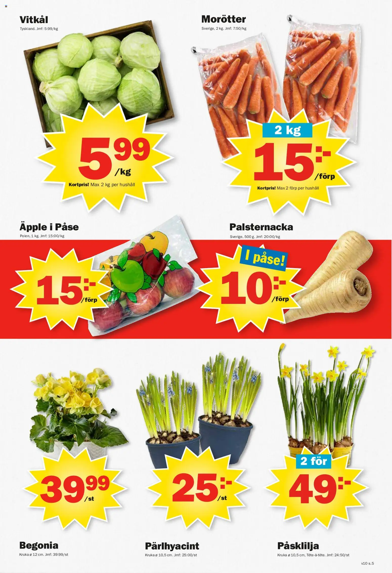 Pekås reklamblad aktuell från 02.03.2026 | Sida: 5 | Produkter: Kruka, Vitkål, Äpple