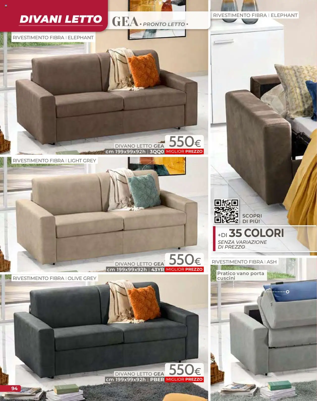 Volantino Mondo Convenienza del 09.09.2025 | Pagina: 96 | Prodotti: Divano letto, Olive, Letto, Divano