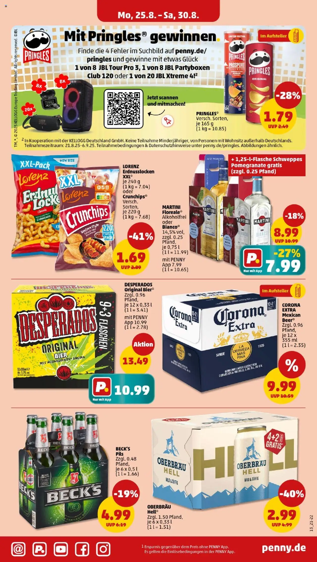 Penny - Hamburg - gültig ab dem 25.08.2025 | Seite: 13 | Produkte: Martini, Bier, Pils, Pringles