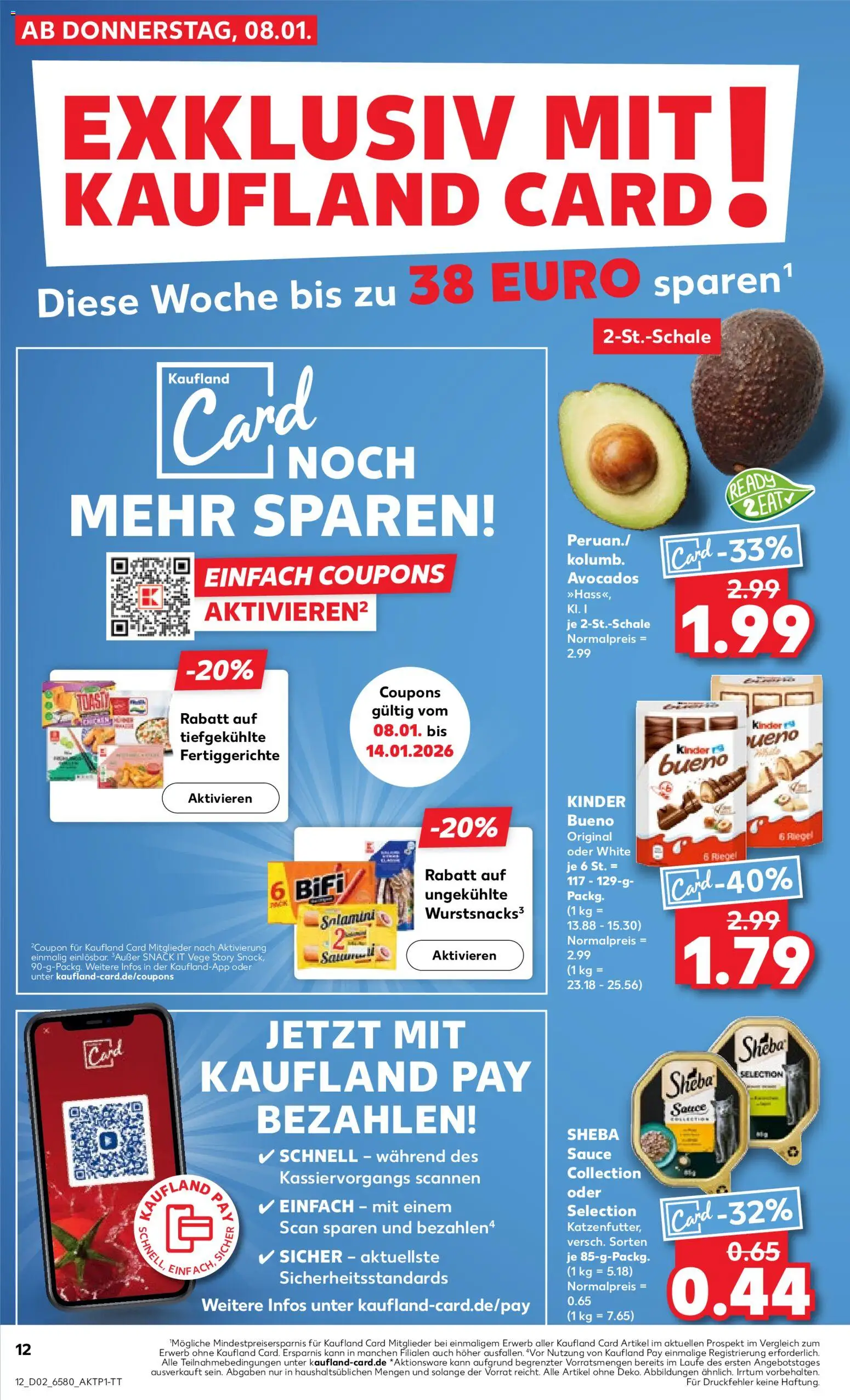 Kaufland prospekt Hamburg	 – gültig ab 08.01.2026 | Seite: 12 | Produkte: Sheba, Kinder bueno, Avocado, Fertiggerichte