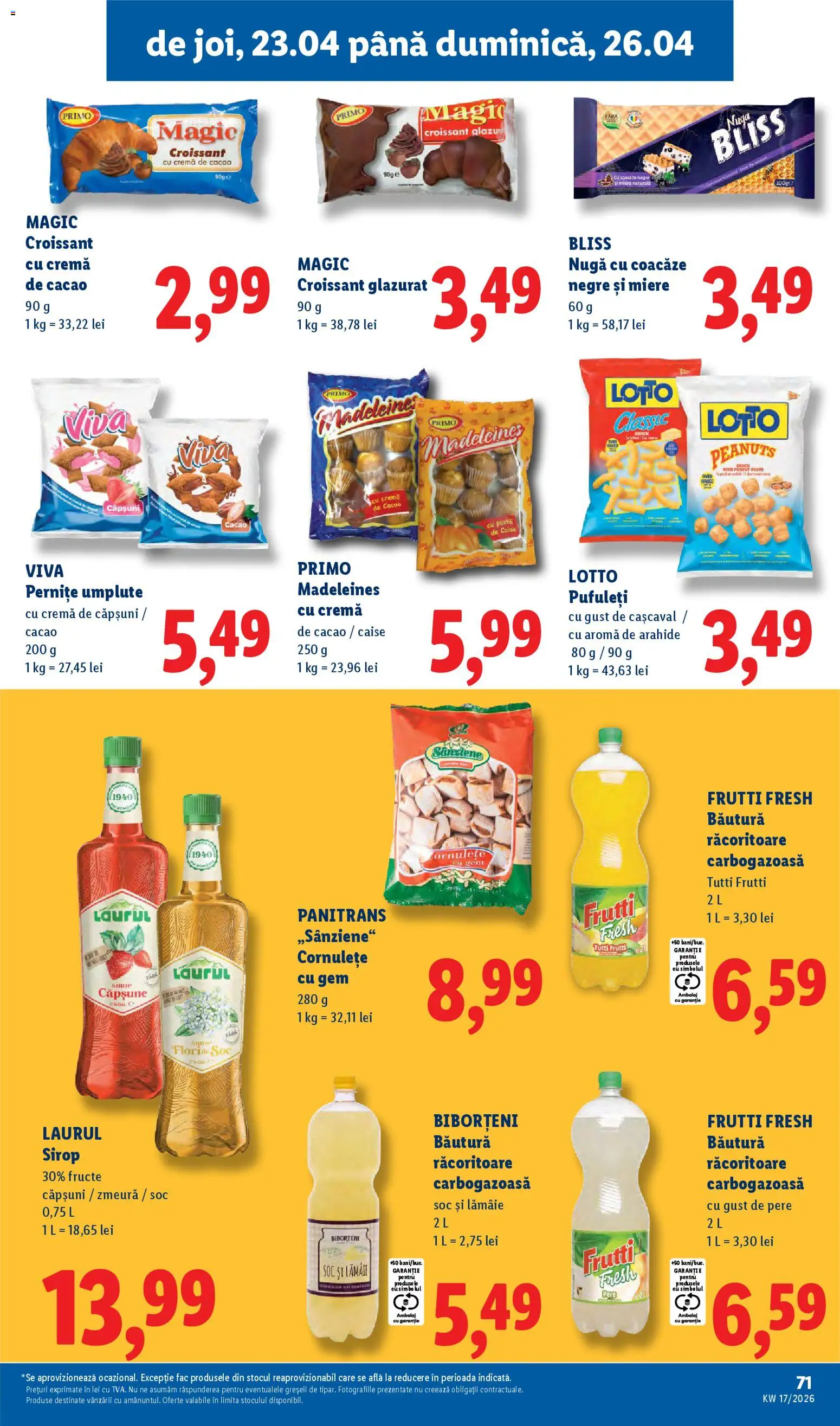 Noul catalog Lidl – valabil de la 20.04.2026 | Pagină: 71 | Produse: Bol, Cașcaval, Cornulețe, Fructe