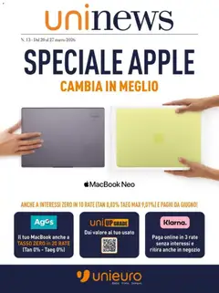 Anteprima del volantino Unieuro volantino Apple valido a partire dal 20.03.2026