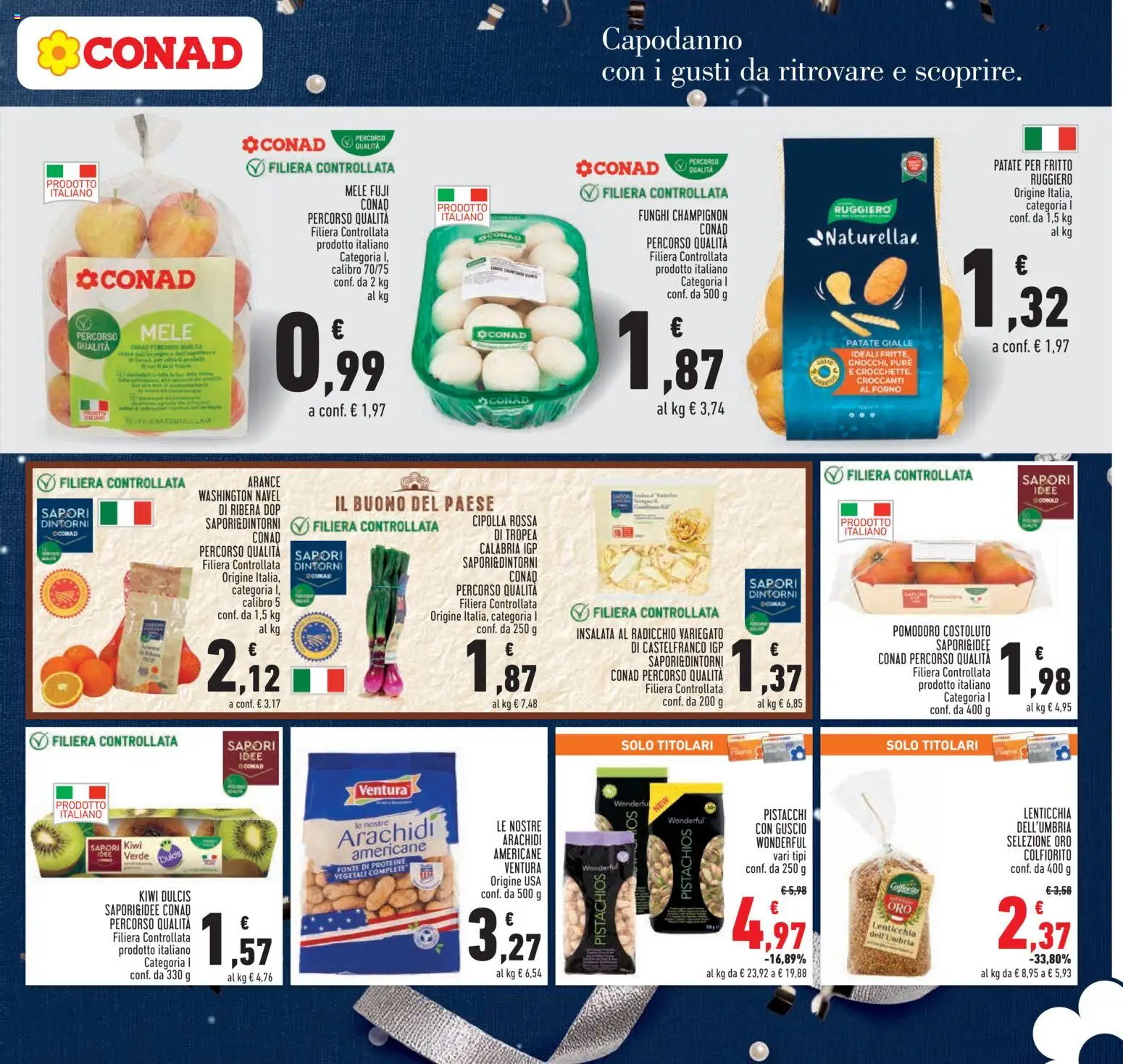 Volantino Conad del 27.12.2025 | Pagina: 5 | Prodotti: Mele, Arance, Patate, Pomodoro