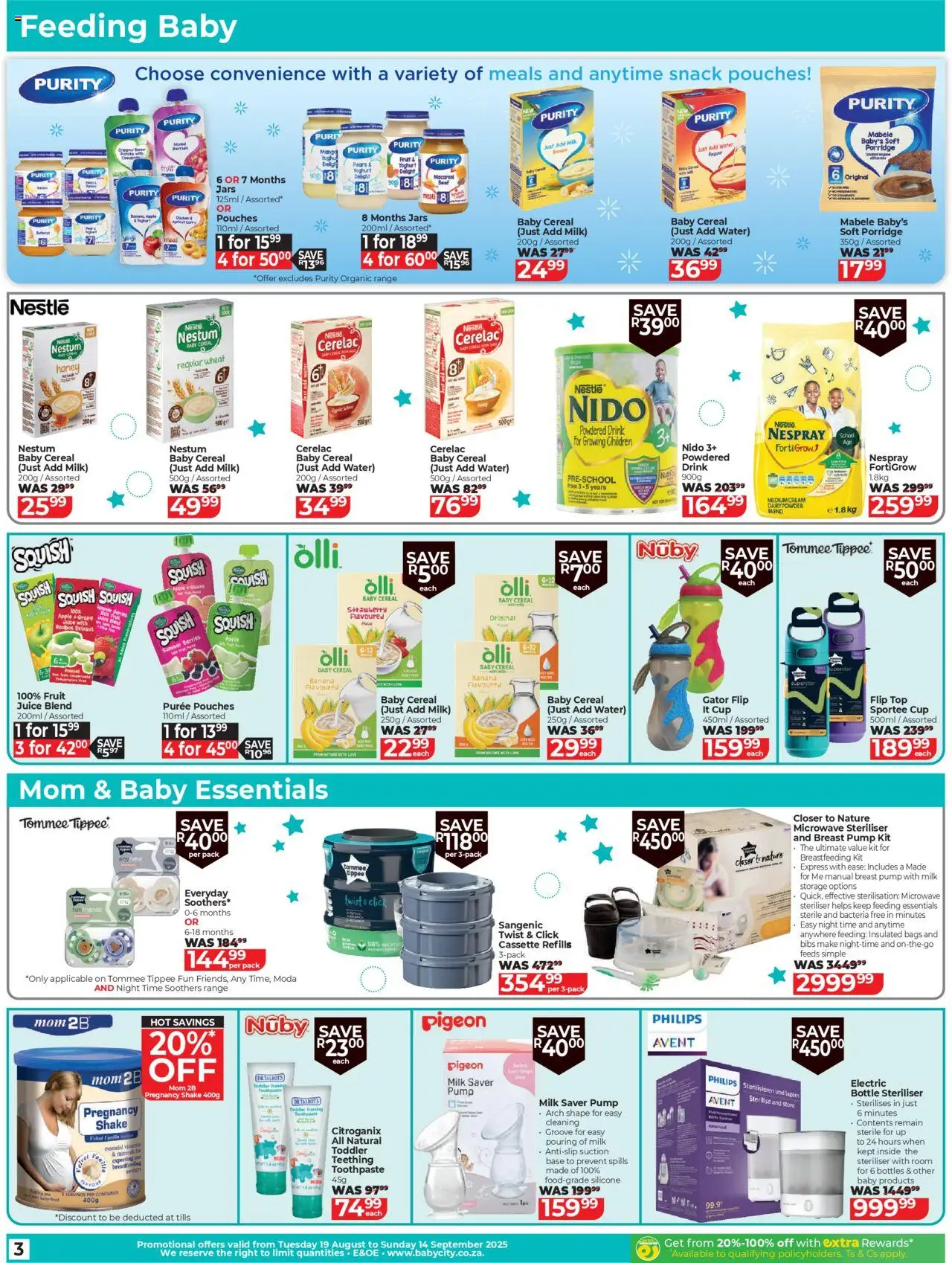 Baby City Specials │ valid from 19.08.2025 | Page: 3 | Products: Yoghurt, Cream, Toothpaste, Water