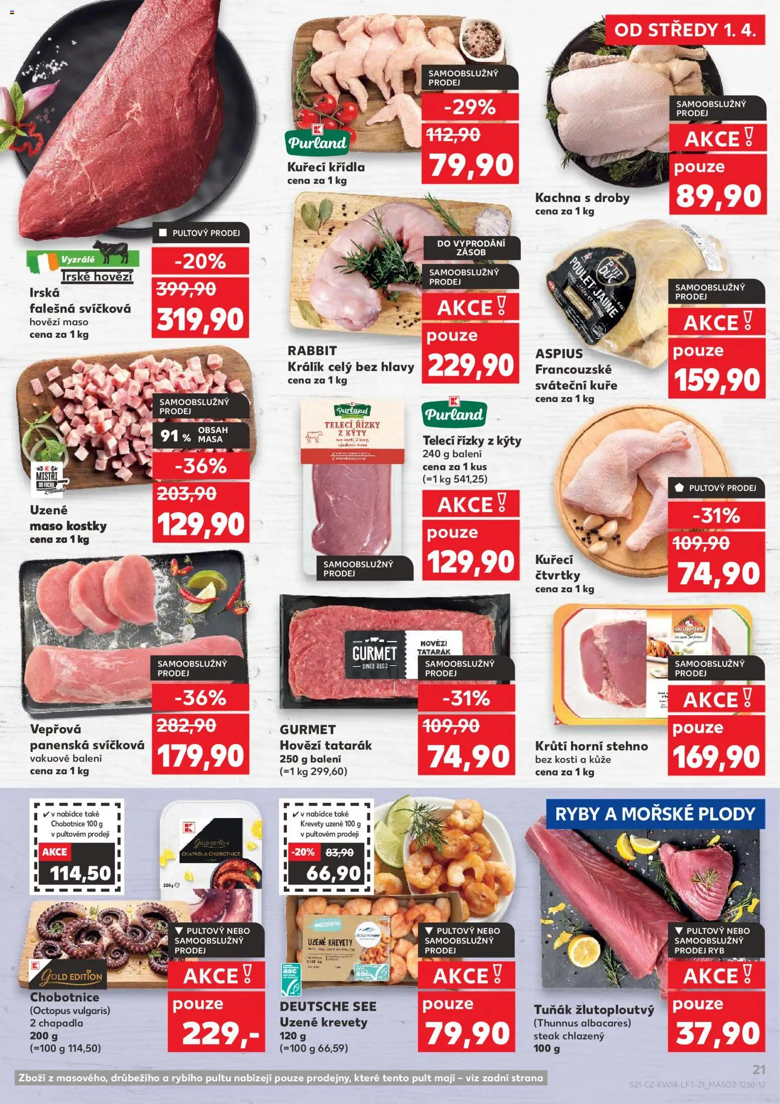 Kaufland leták - Kolín od 01.04.2026 | Strana: 21 | Produkty: Tuňák, Hovězí, Maso, Kuře