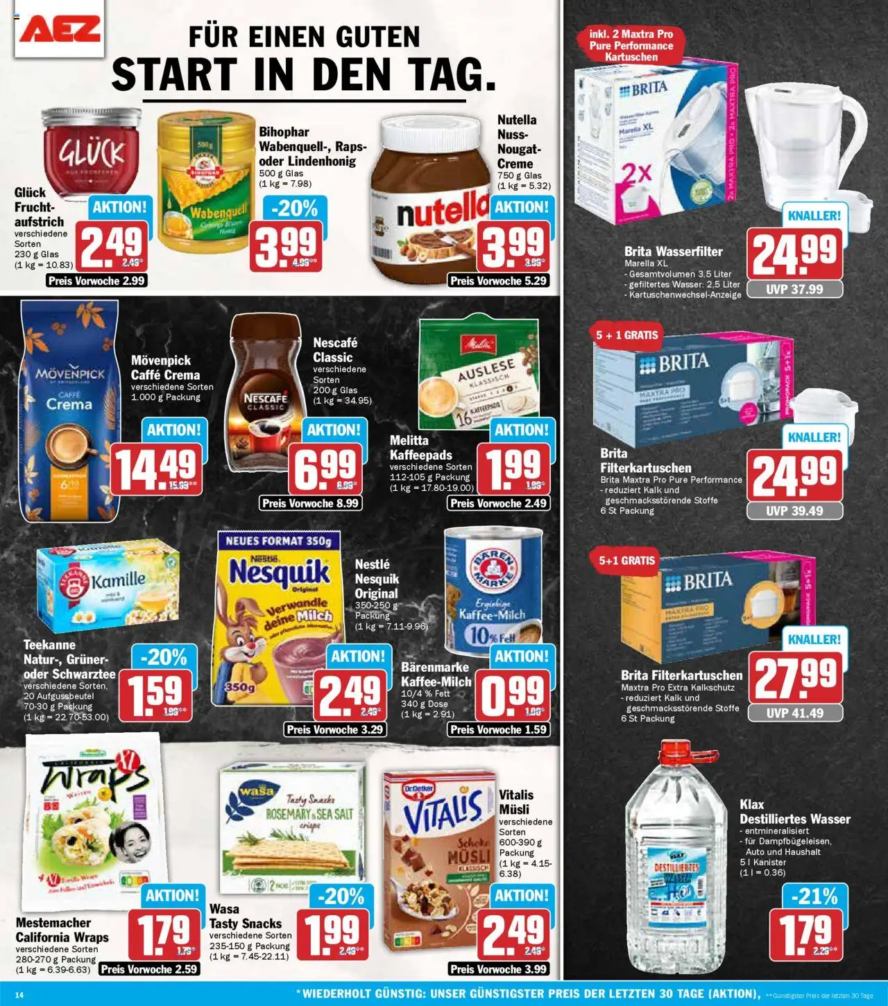 AEZ - Prospekt – gültig ab 08.09.2025 | Seite: 14 | Produkte: Kaffeepads, Nutella, Wasser, Teekanne
