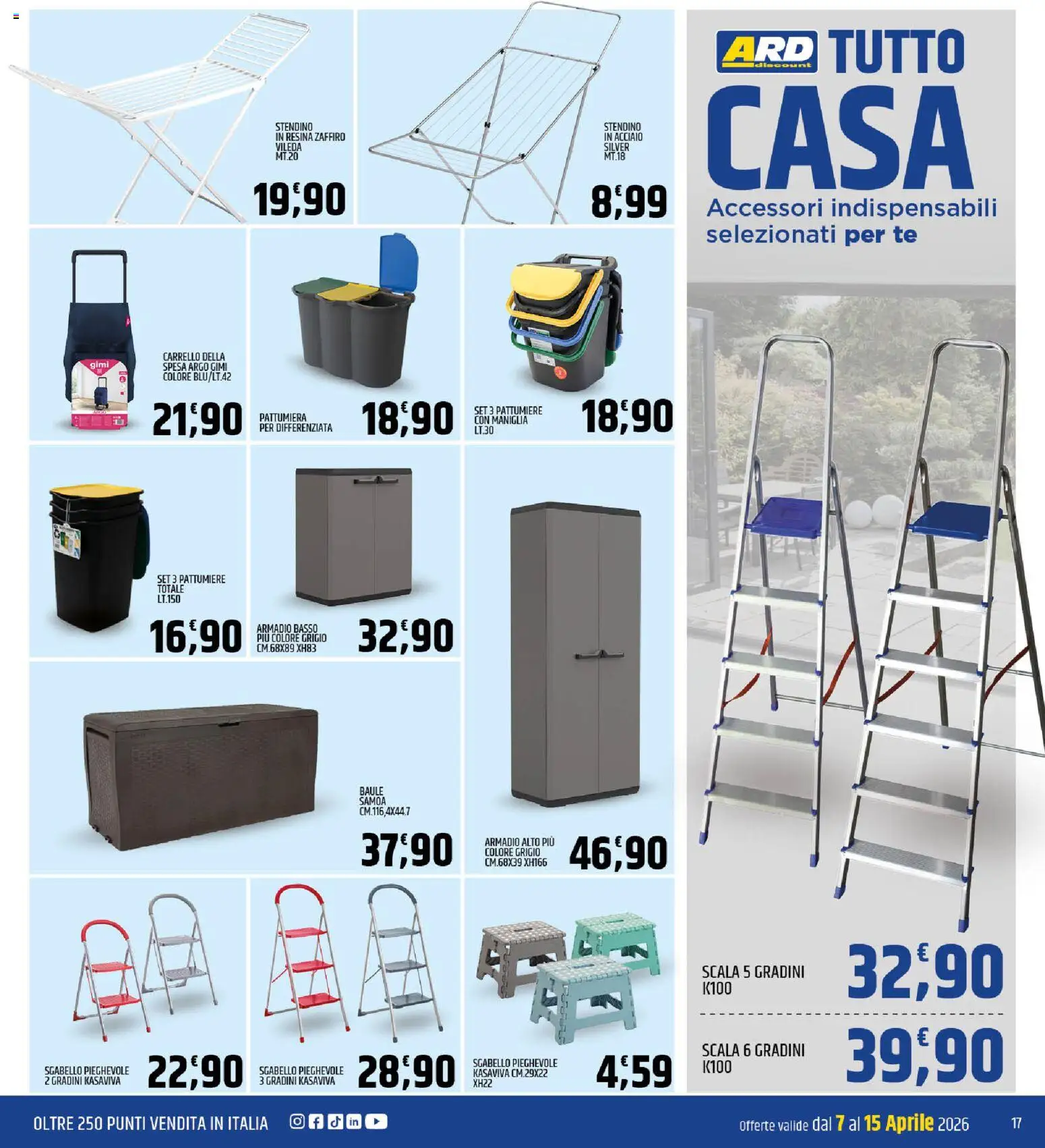 Volantino ARD Discount del 07.04.2026 | Pagina: 17 | Prodotti: Tè, Carrello, Sgabello, Stendino