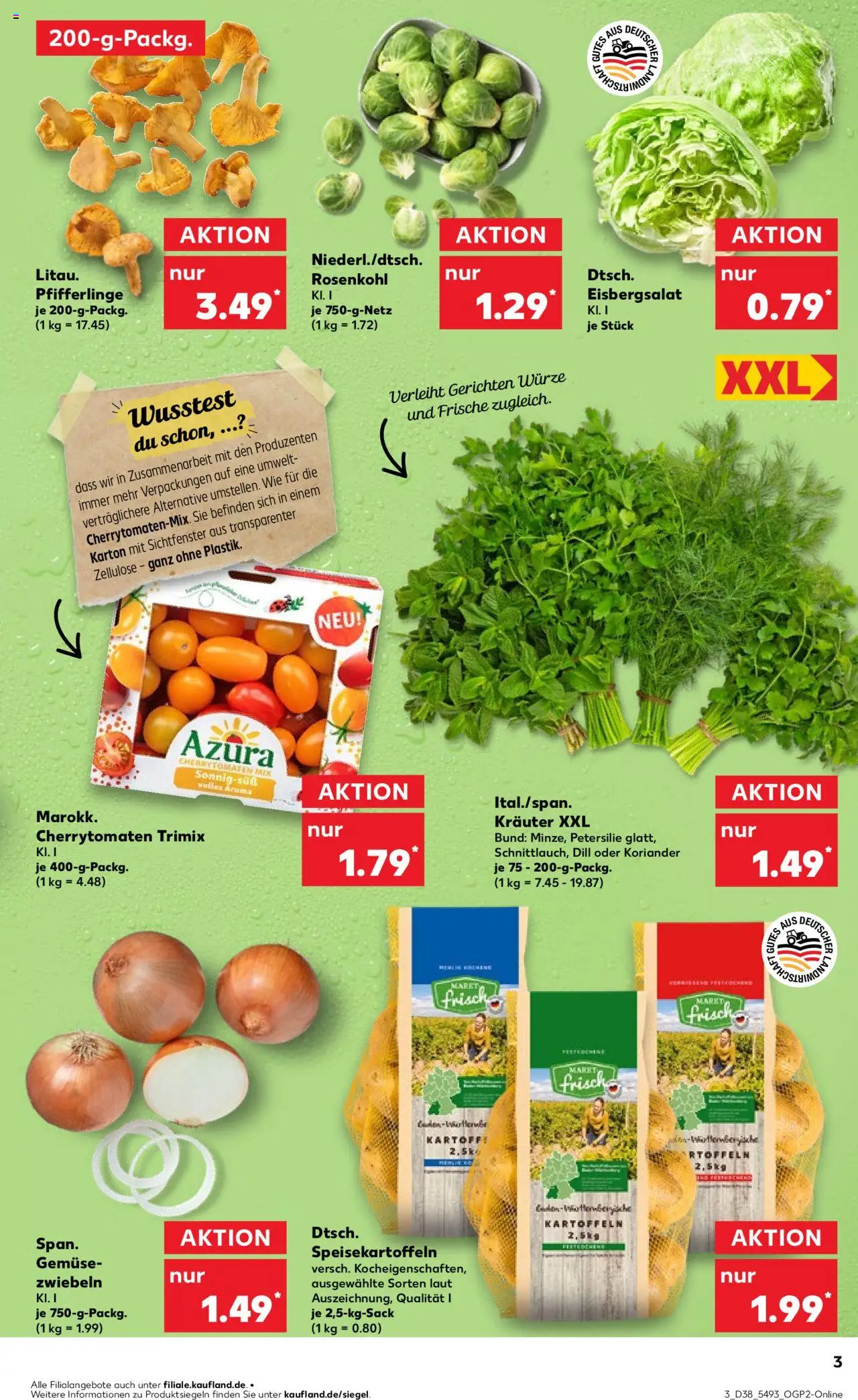 Kaufland prospekt Speyer	 – gültig ab 18.09.2025 | Seite: 3 | Produkte: Eisbergsalat, Gemüse, Pfifferlinge, Dill