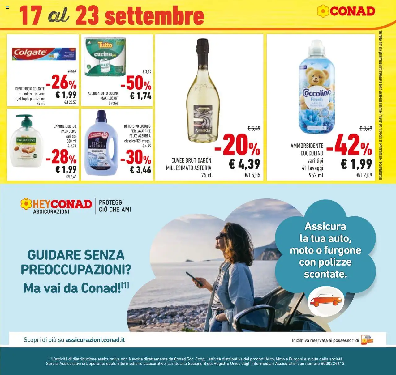 Volantino Conad del 10.09.2025 | Pagina: 45 | Prodotti: Dentifricio, Ammorbidente, Lavatrice, Asciugatutto